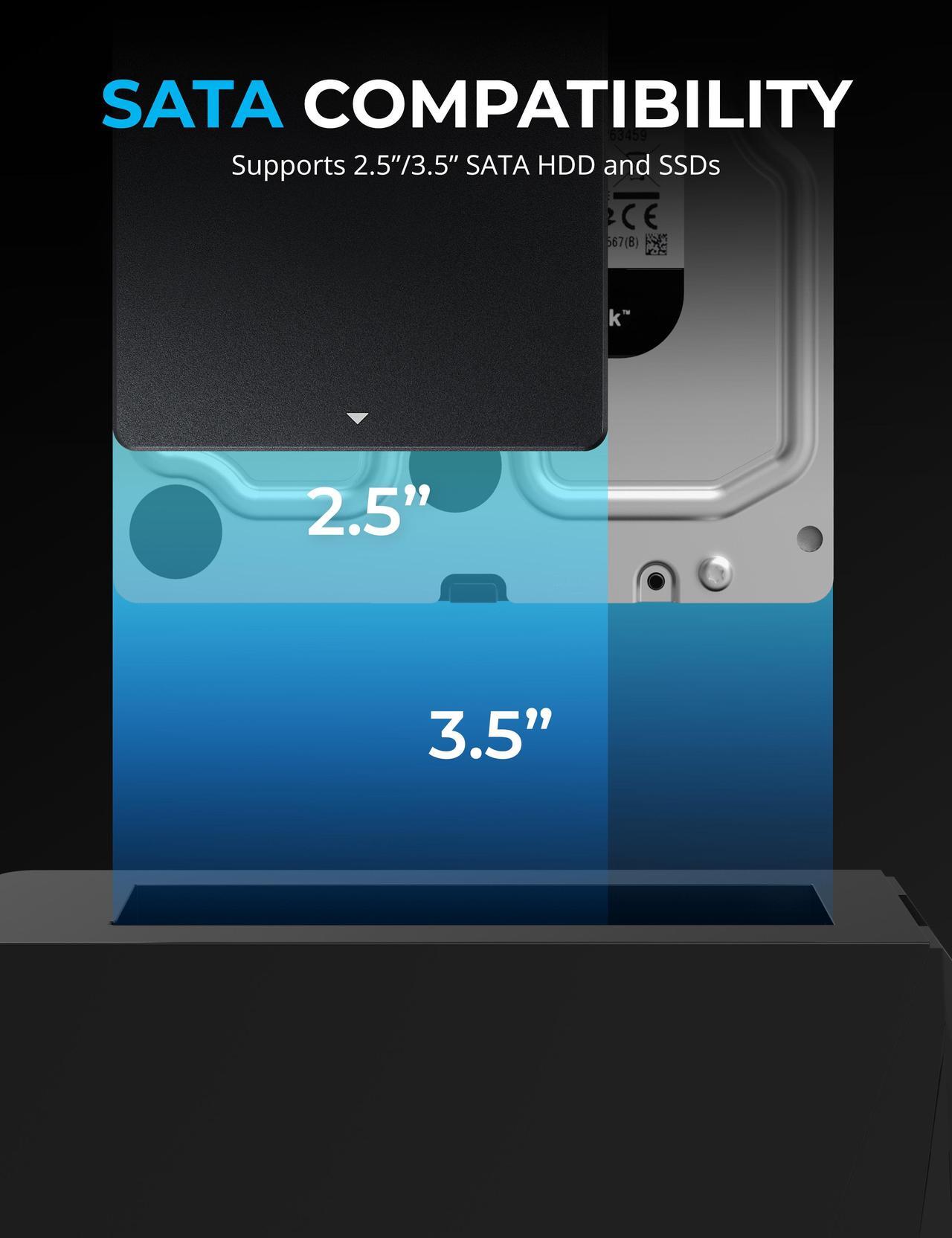 Alt view image 4 of 6 - SABRENT USB C Docking Station for M.2 PCIe/NVMe and SATA 2.5/3.5-Inch SSD & HDD with Offline Cloning (DS-UNHC)