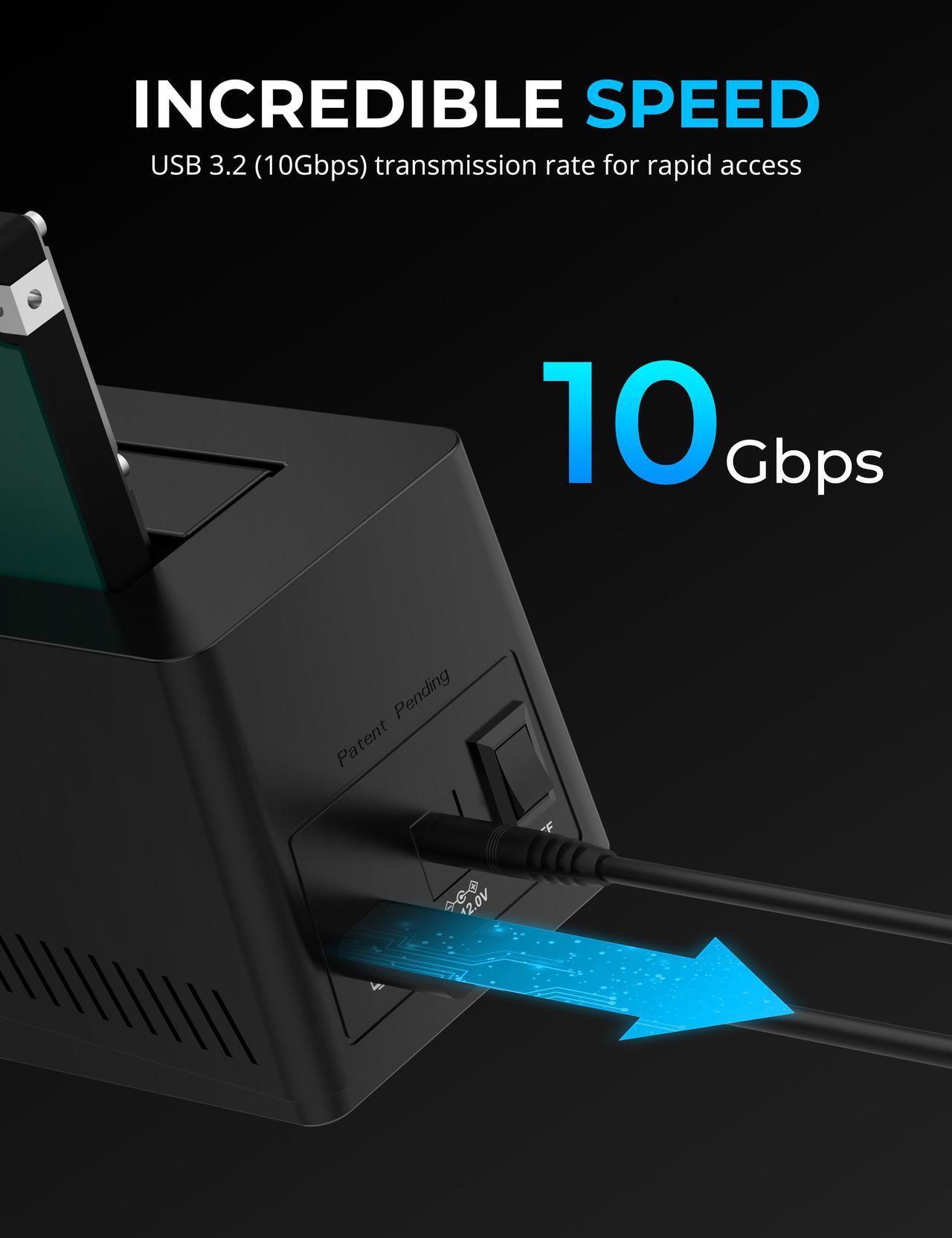 Alt view image 6 of 6 - SABRENT USB C Docking Station for M.2 PCIe/NVMe and SATA 2.5/3.5-Inch SSD & HDD with Offline Cloning (DS-UNHC)