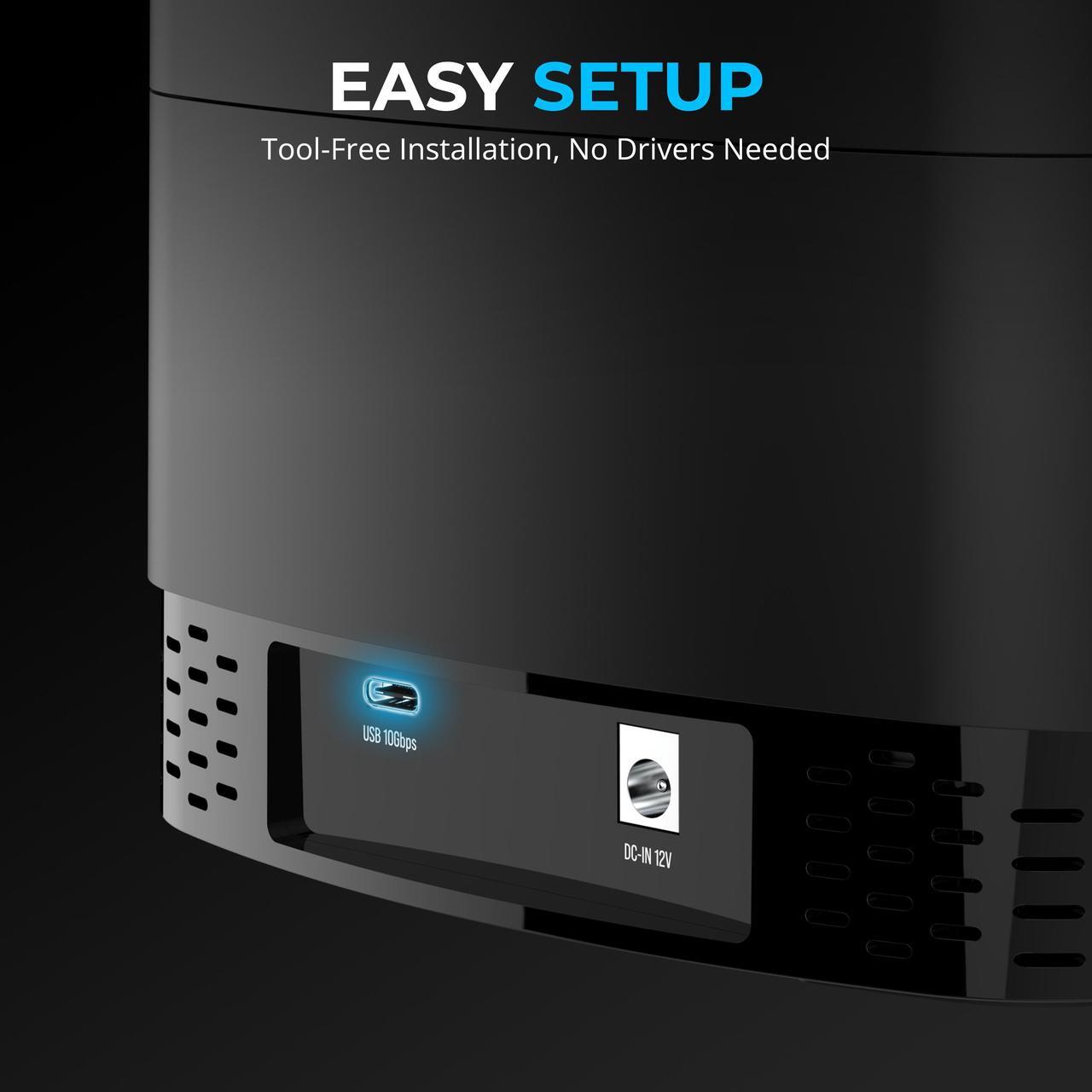 Alt view image 5 of 7 - SABRENT 5-Bay USB-C Docking Station for 2.5 SATA HDDs and SSDs with Built-in Cooling Fan (DS-5R15)