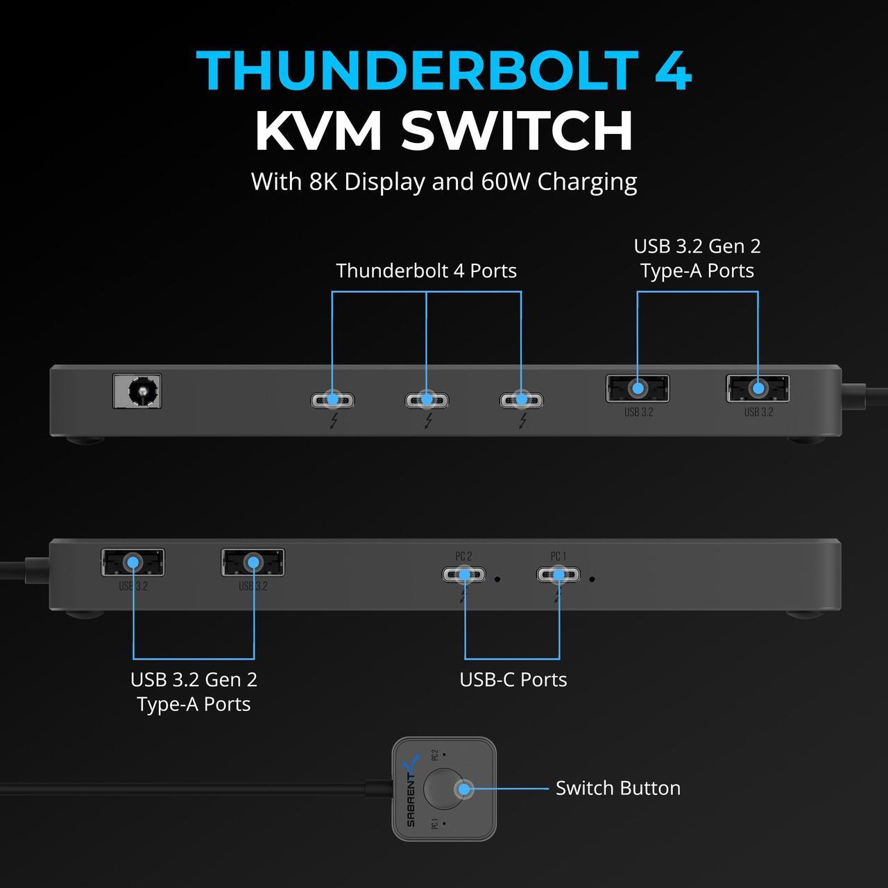 Alt view image 4 of 7 - SABRENT Thunderbolt 4 KVM Switch with 8K Display and 60W Charging [SB-TB4K]