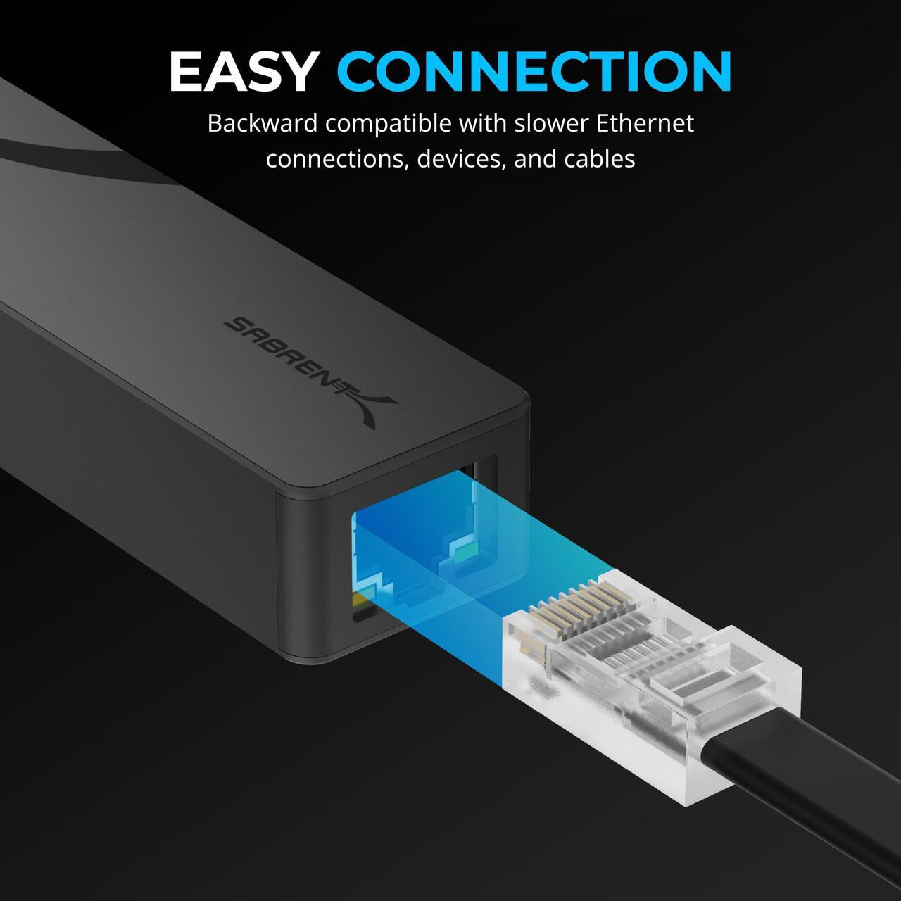 Alt view image 6 of 7 - SABRENT USB Type-C to 5G Ethernet LAN Adapter  Aluminum Body, 5Gbps Multi-Gig LAN Speeds, Backward Compatible with 1GbE/2.5GbE, Bus-Powered, Durable, Plug-and-Play for USB-C Devices (NT-C5GA)