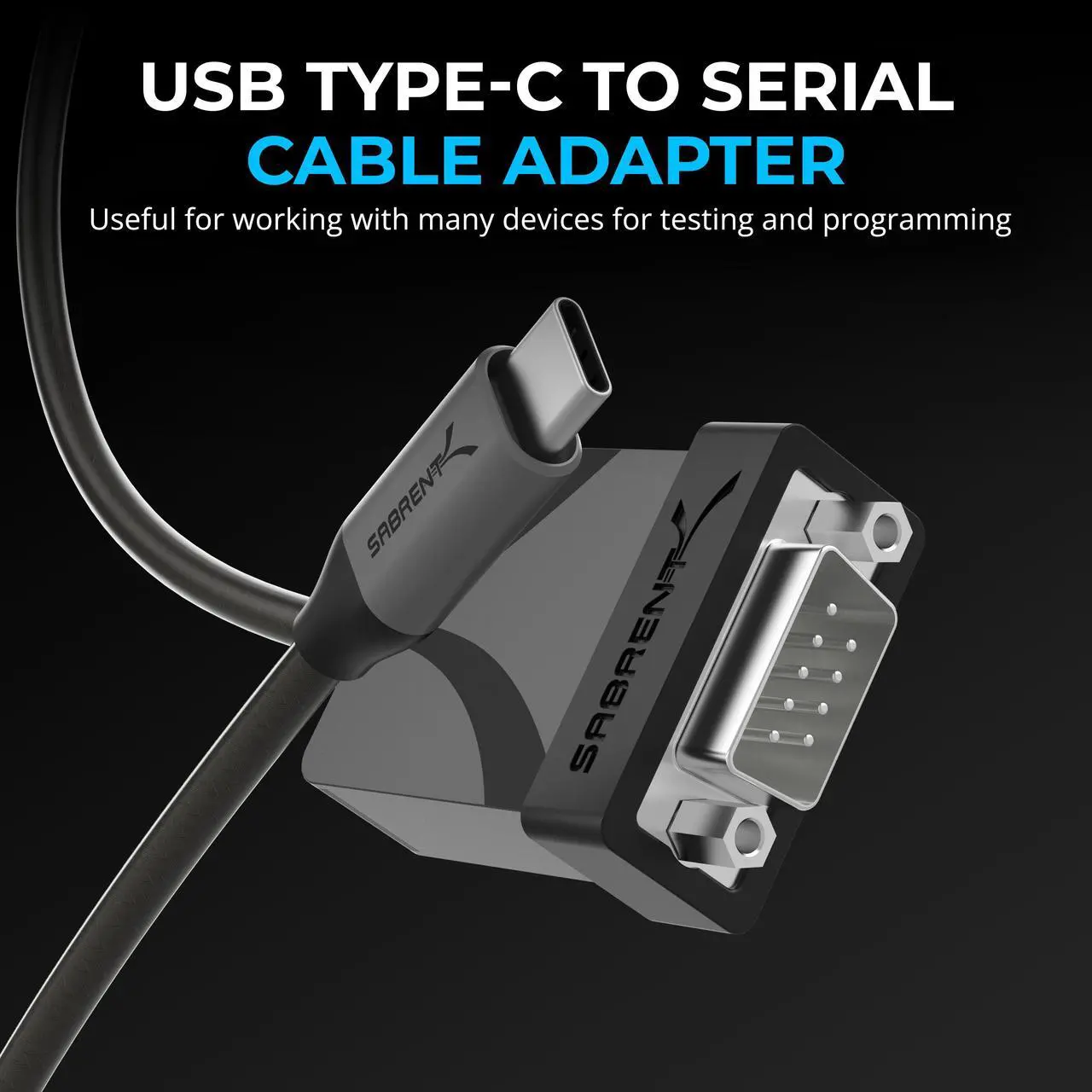 Alt view image 2 of 7 - SABRENT USB-C to DB9 Serial RS-232 Adapter Cable 6FT, Prolific PL2303GS Chipset, USB 2.0, 1bps-12Mbps Baud Rate, for POS Terminals, Modems, GPS, Industrial Devices (CB-D9C6)