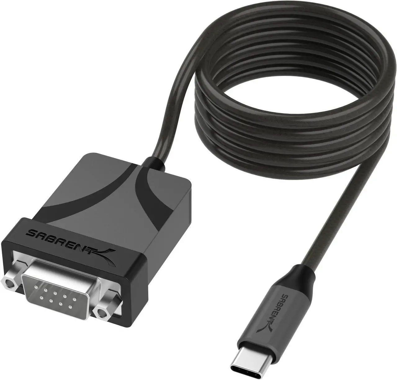Main image of SABRENT USB-C to DB9 Serial RS-232 Adapter Cable 6FT, Prolific PL2303GS Chipset, USB 2.0, 1bps-12Mbps Baud Rate, for POS Terminals, Modems, GPS, Industrial Devices (CB-D9C6)