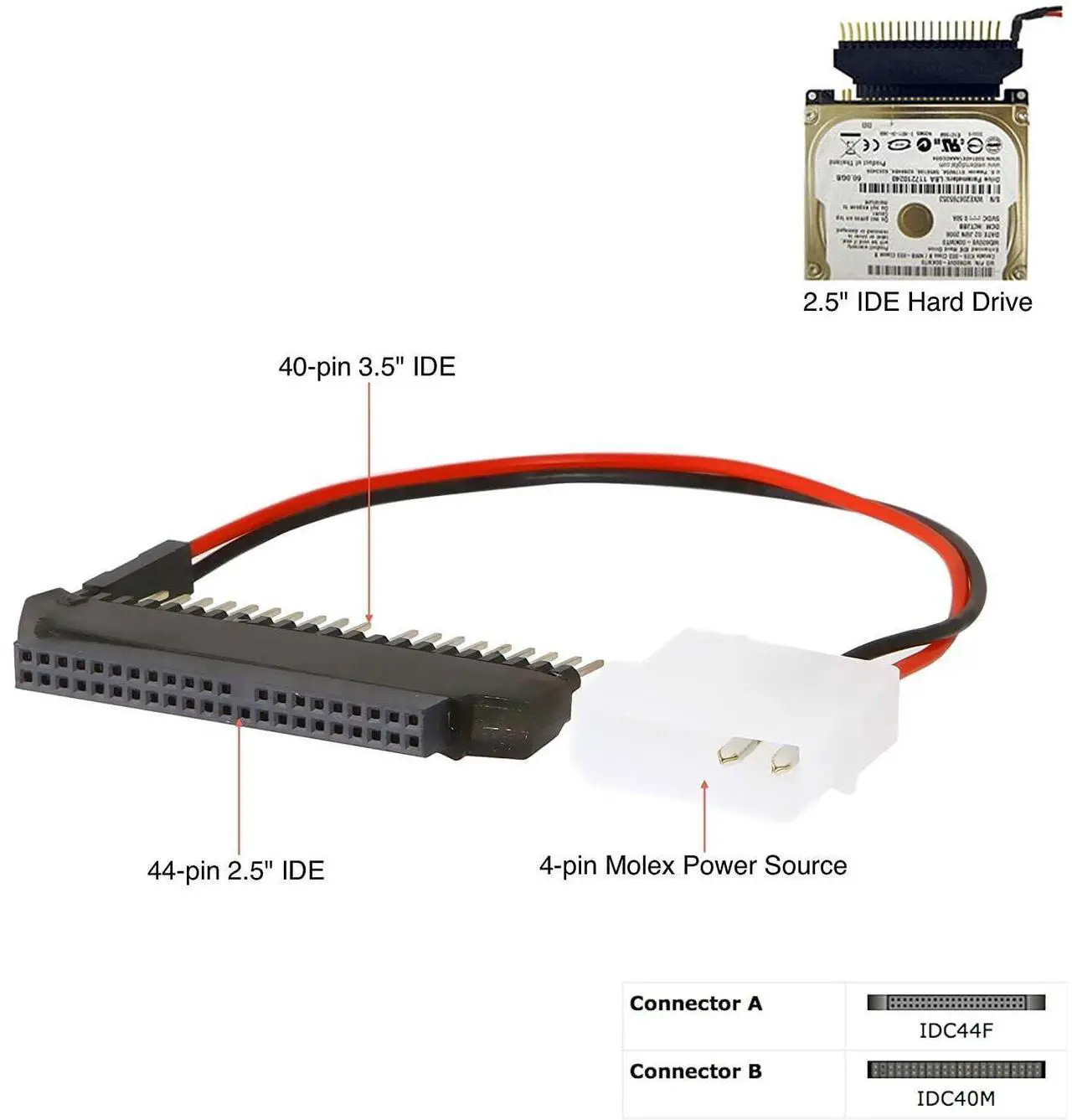 Alt view image 9 of 14 - Sabrent ADP-IDE23 2.5" to 3.5" IDE Hard Disk Drive Convert Notebook Hard Disk Drive to Desktop