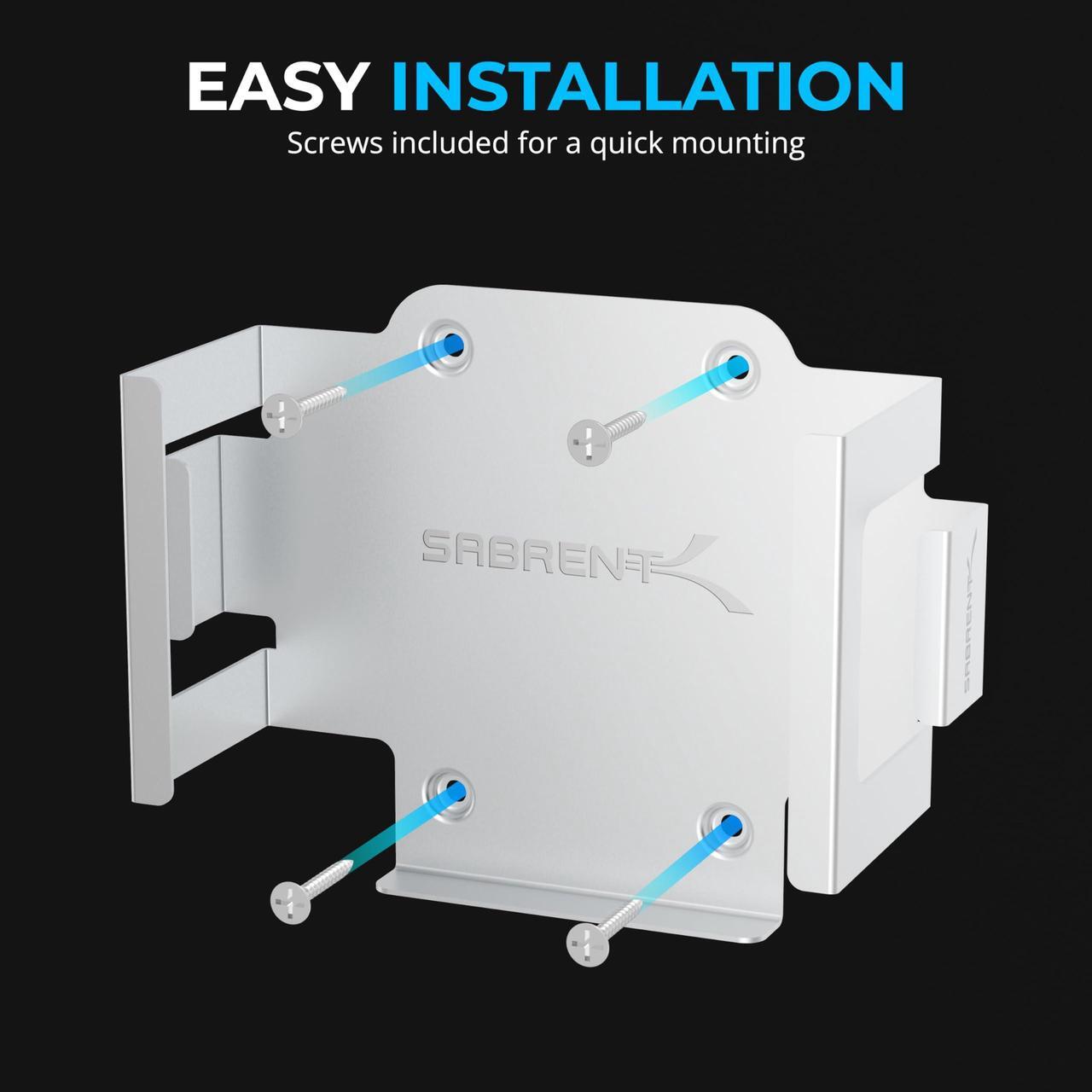 Alt view image 3 of 7 - SABRENT Desk/Wall Flex-Mount for Mac mini (2024+) Aluminum Scratch-Resistant Mounting System for Wall, Under Desk, or Surface Installation Enhanced Cable Management & Proper Airflow Mac mini Mou
