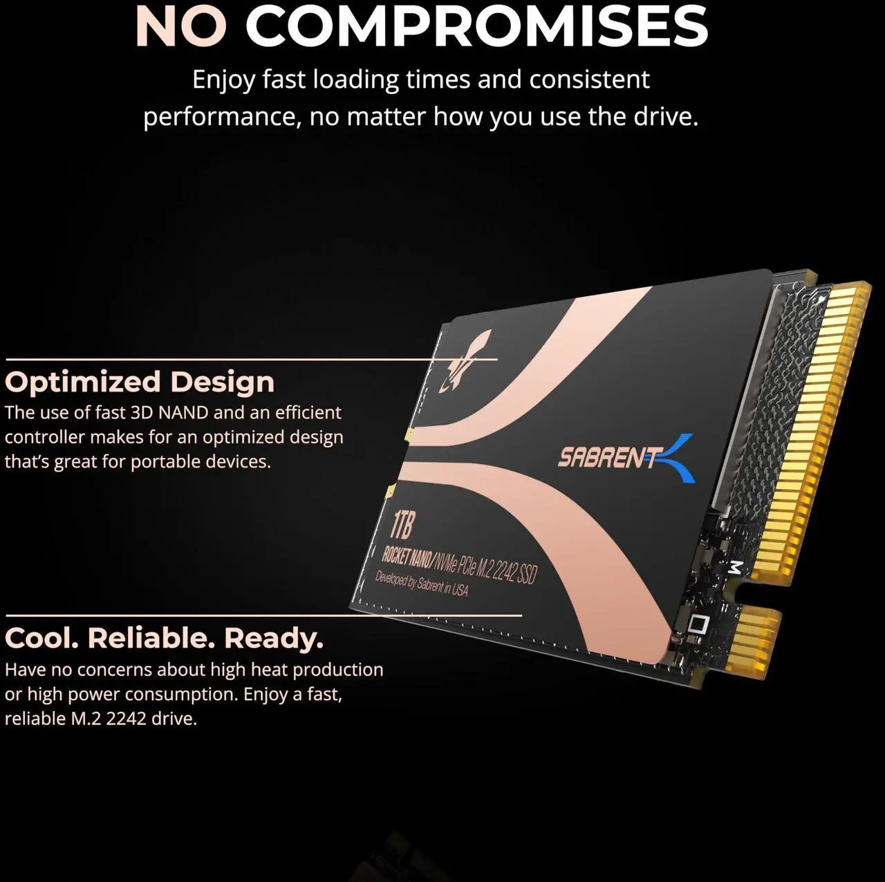 Alt view image 4 of 7 - SABRENT Rocket 1TB 2242 DRAM-Less M.2 PCIe Gen 4 NVMe SSD (SB-2142-1TB)