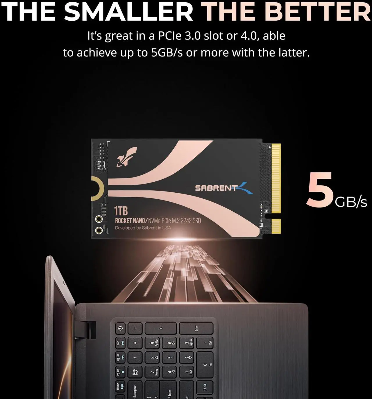 Alt view image 6 of 7 - SABRENT Rocket 1TB 2242 DRAM-Less M.2 PCIe Gen 4 NVMe SSD (SB-2142-1TB)