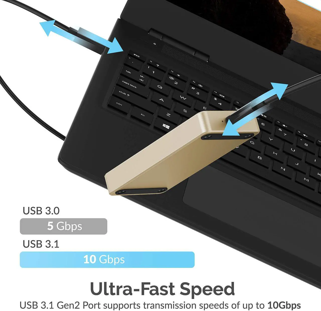Alt view image 13 of 13 - Sabrent USB Type-C Aluminum Enclosure for M.2 NVMe SSD in Gold (EC-NVME-GLD)