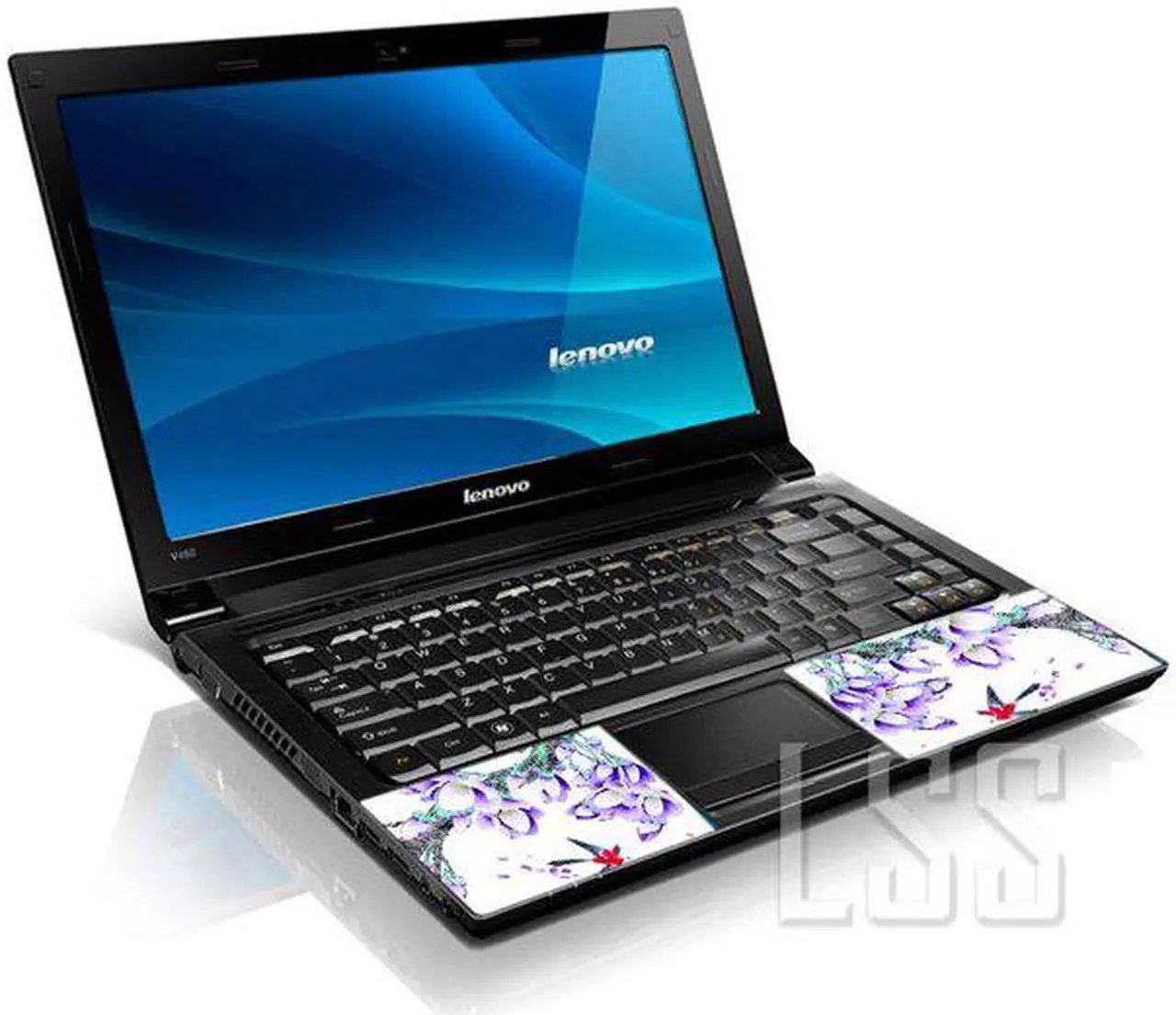 Alt view image 2 of 3 - LSS 17 17.3 Inches Laptop Notebook Skin Sticker with 2 Wrist Pads - Reusable Cover Protector Vinyl Sticker Cover Decal Fits 17" - 19" - Bird Floral Pattern