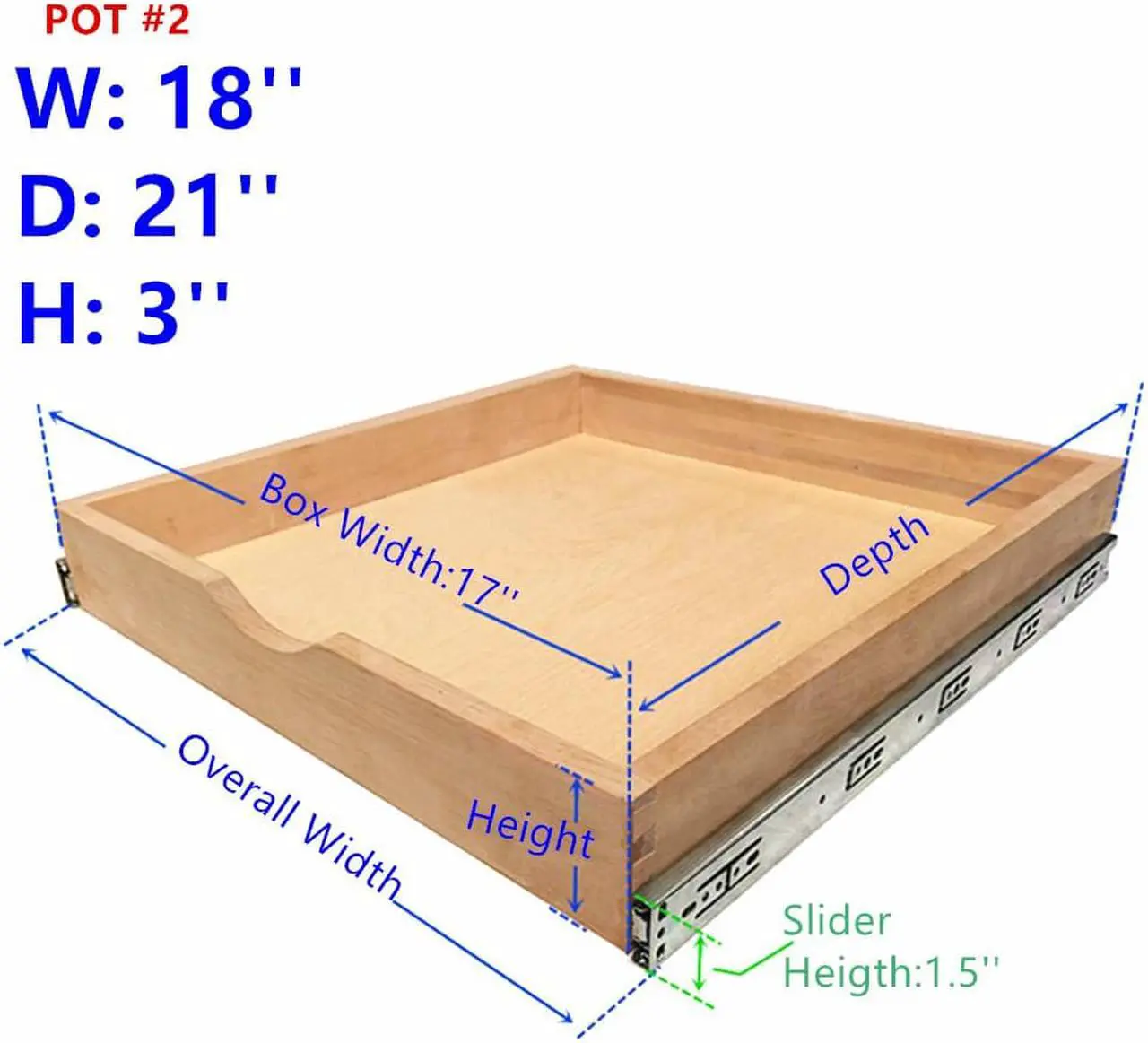 17'' Width Pull Out Drawer Garbage Drawer Roll Out Tray Wood Pull Out Drawer Box Kitchen Cabinet Organizer Cabinet Slide Out Shelv Pull-Out Shelf Pull Out Sliding Drawer DIY (Fits RTA Face Frame B21)