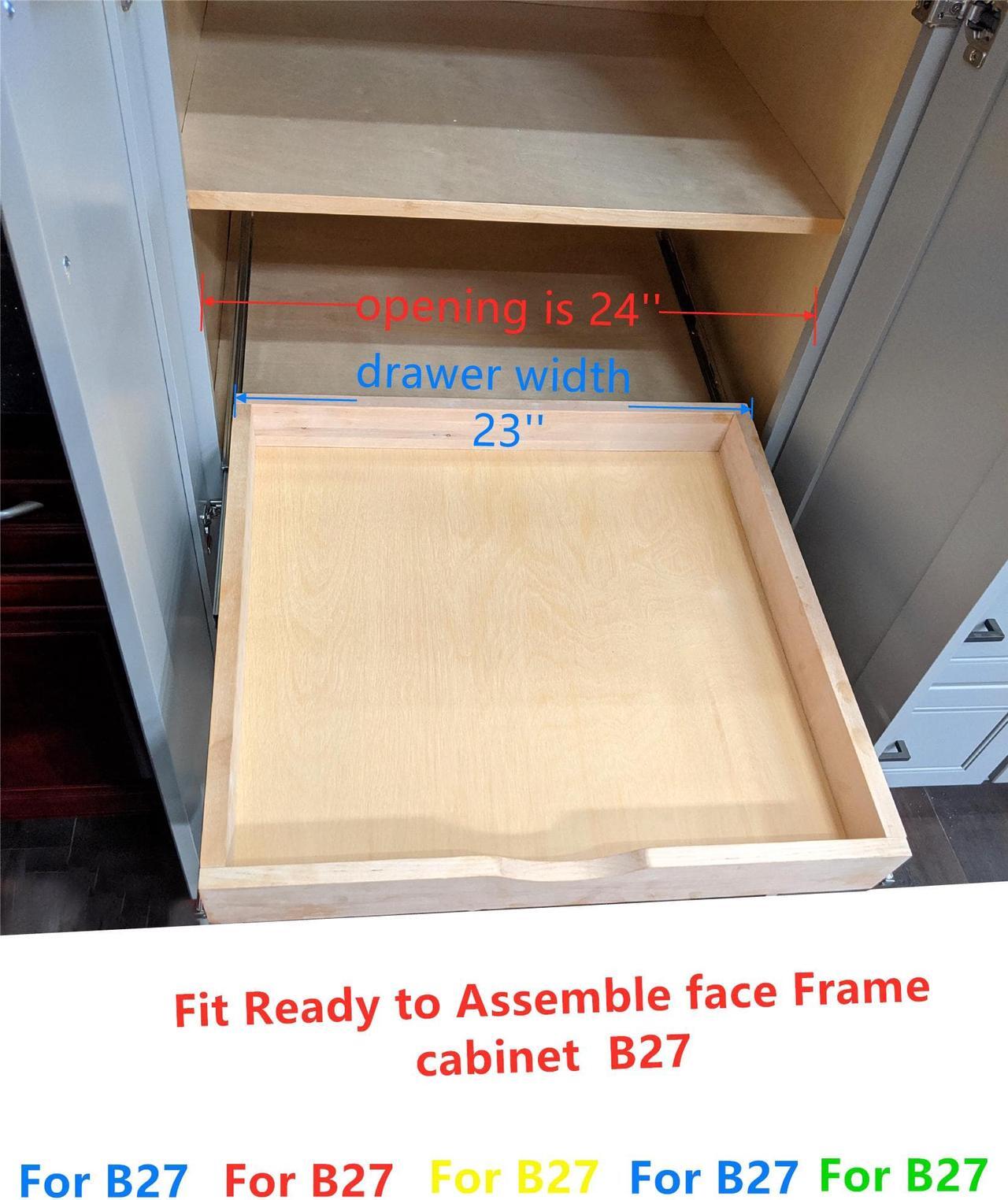 Alt view image 2 of 7 - 23'' Width Drawer Box Wooden Roll Out Tray Wood Pull Out Tray, Kitchen Cabinet Organizer, Kitchen Organization Storage Drawer, Pantry Organization and Storage Pull-out Shelf (Fit RTA Cabinet B27)