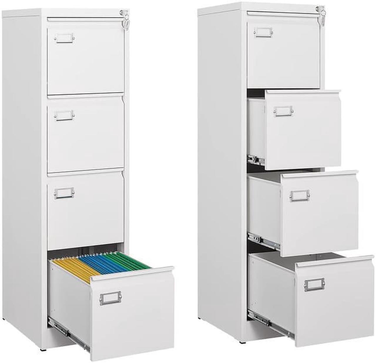 Main image of 4 Drawers File Cabinet with Lock, Filing Cabinets for Home Office, Metal Locking Office File Storage Cabinets with Drawers, Vertical Small Filing Cabinet Organizer for Legal/A4