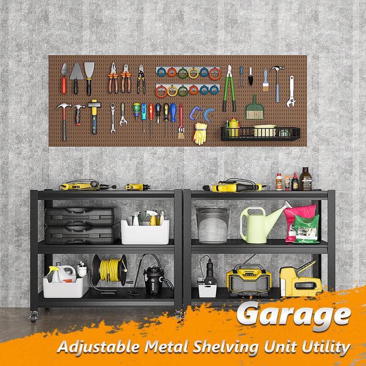 Alt view image 4 of 7 - Garage Shelving, Rolling Shelf with Wheels for Storage, 3-Tier Metal Shelving Unit with Wheels for Garage Kitchen Office, Utility Carts with Wheels, Bakers Rack Shelf, Storage Shelves on Wheels