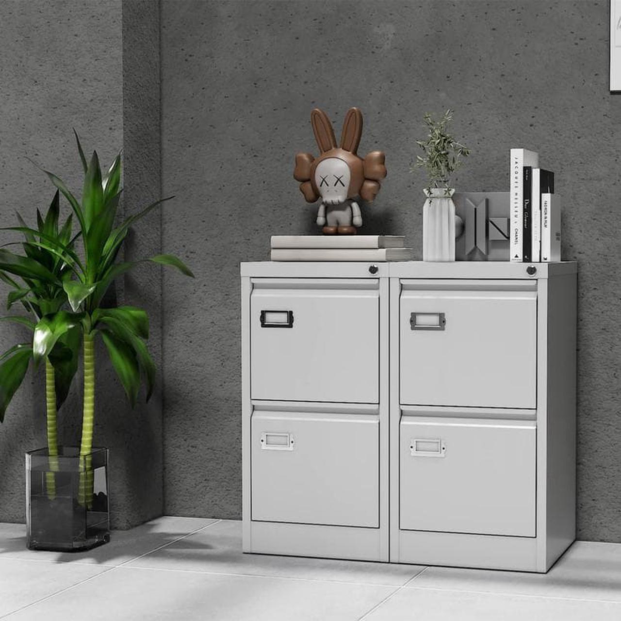 Alt view image 5 of 7 - 2 Drawers File Cabinet with Lock, Filing Cabinets for Home Office, Metal Locking Office File Storage Cabinets with Drawers, Vertical Small Filing Cabinet Organizer for Legal/A4