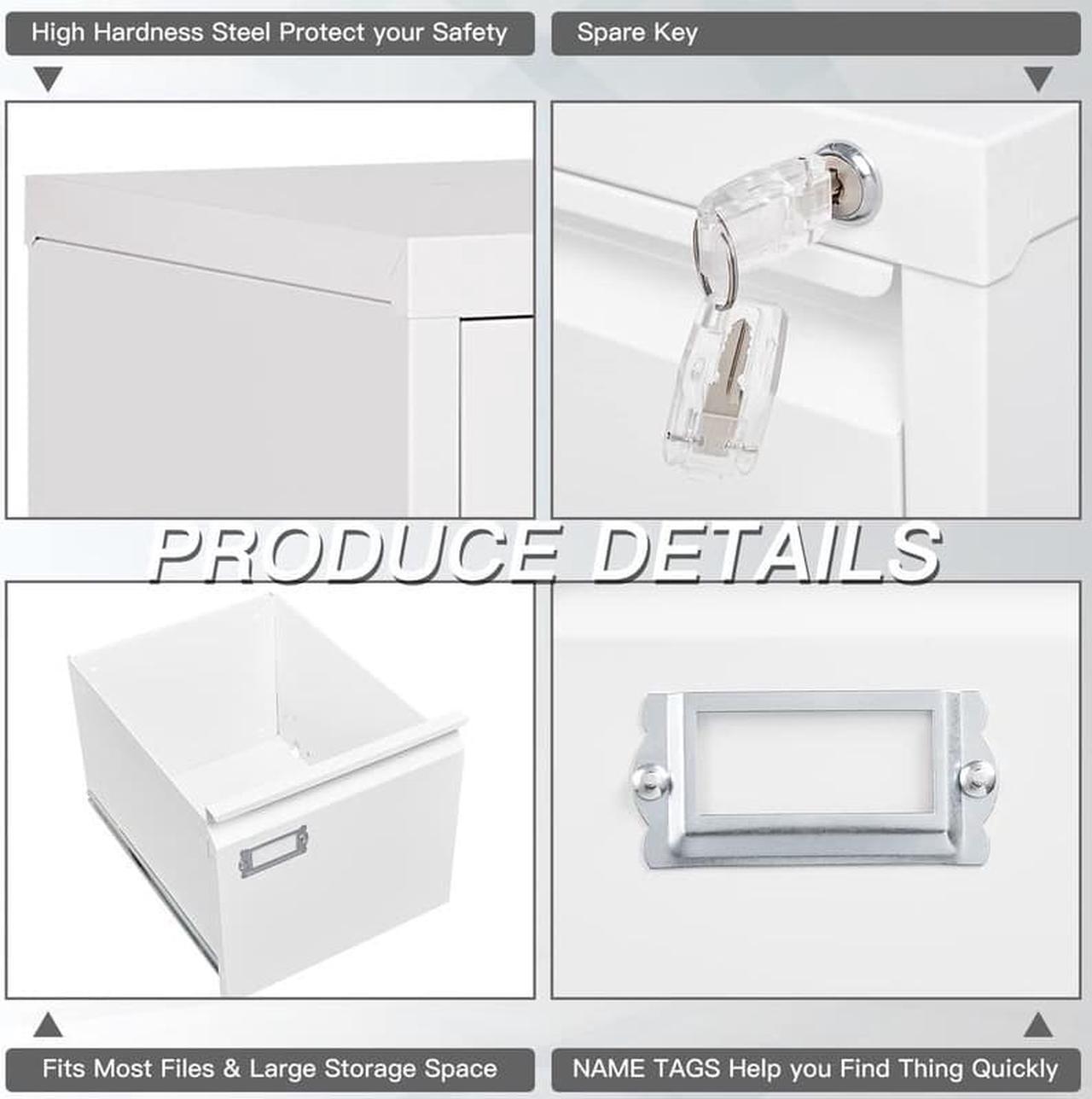 Alt view image 7 of 7 - 2 Drawers File Cabinet with Lock, Filing Cabinets for Home Office, Metal Locking Office File Storage Cabinets with Drawers, Vertical Small Filing Cabinet Organizer for Legal/A4
