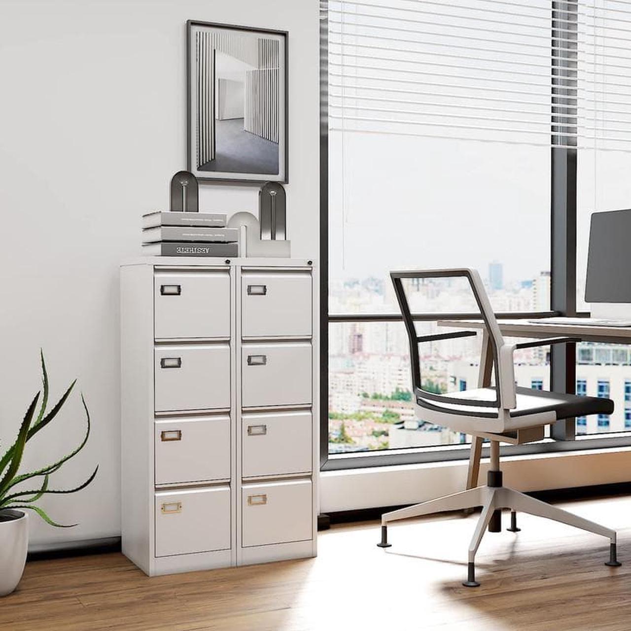 Alt view image 2 of 6 - 4 Drawers File Cabinet with Lock, Filing Cabinets for Home Office, Metal Locking Office File Storage Cabinets with Drawers, Vertical Small Filing Cabinet Organizer for Legal/A4