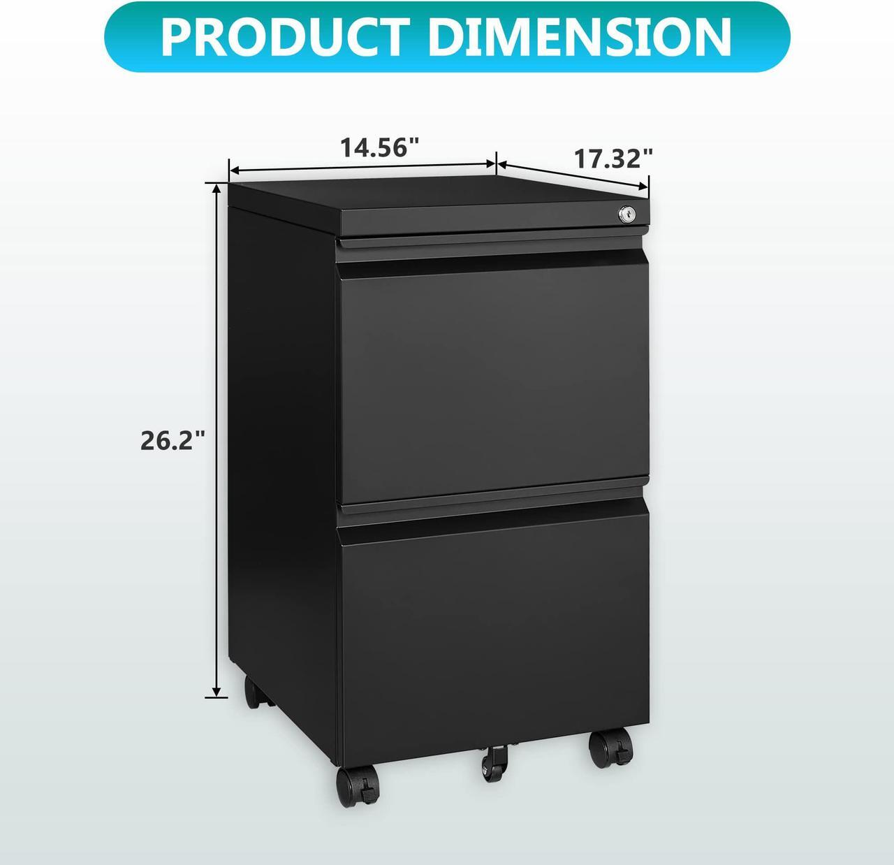 Alt view image 4 of 6 - AFAIF 2 Drawer Metal File Cabinet, Rolling File Cabinet with Lock for Hanging Legal/Letter Size,Under Desk Filing Cabinet for Home Office