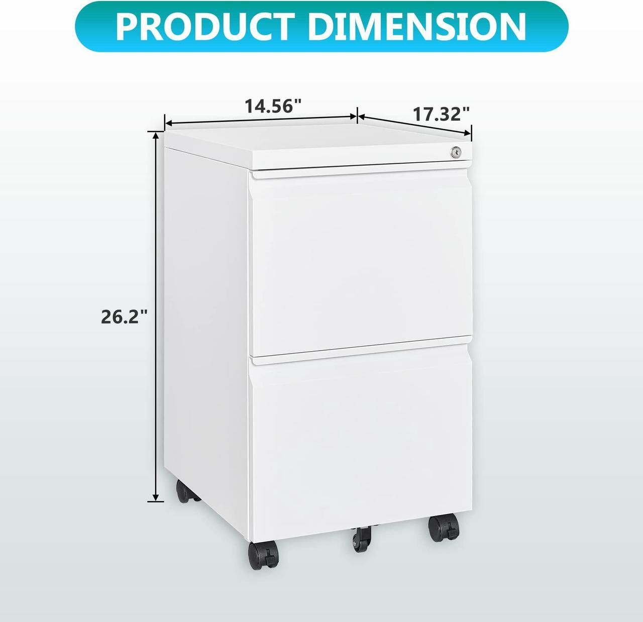 Alt view image 4 of 7 - AFAIF Metal File Cabinets with 2 Drawer,Under Desk Locking File Cabinet for Legal Letter Files, Office Storage Cabinet with Wheels