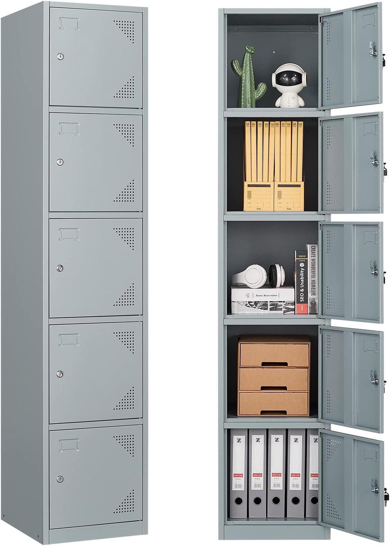 Main image of Metal Lockers for Employees with Lock, Employees Locker Storage Cabinet with 6 Doors, Tall Steel Storage Locker for Gym, School, Office Grey