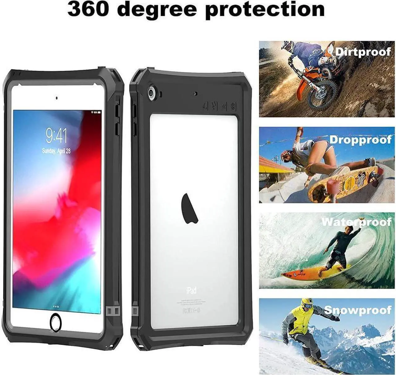 Alt view image 7 of 7 - BONAEVER iPad Mini 4 / Mini 5 Waterproof Case Protective Shockproof Dustproof Cover Case with Adjustable Stand Built-in Screen Protector Shoulder Strap for Apple iPad Mini 5/iPad Mini 4 7.9 Inches