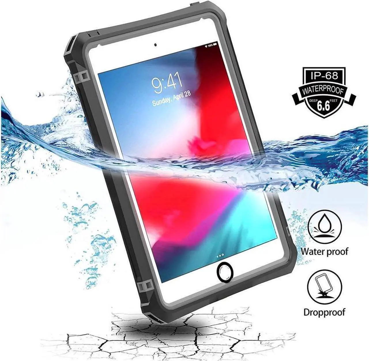 Alt view image 2 of 7 - BONAEVER iPad Mini 4 / Mini 5 Waterproof Case Protective Shockproof Dustproof Cover Case with Adjustable Stand Built-in Screen Protector Shoulder Strap for Apple iPad Mini 5/iPad Mini 4 7.9 Inches