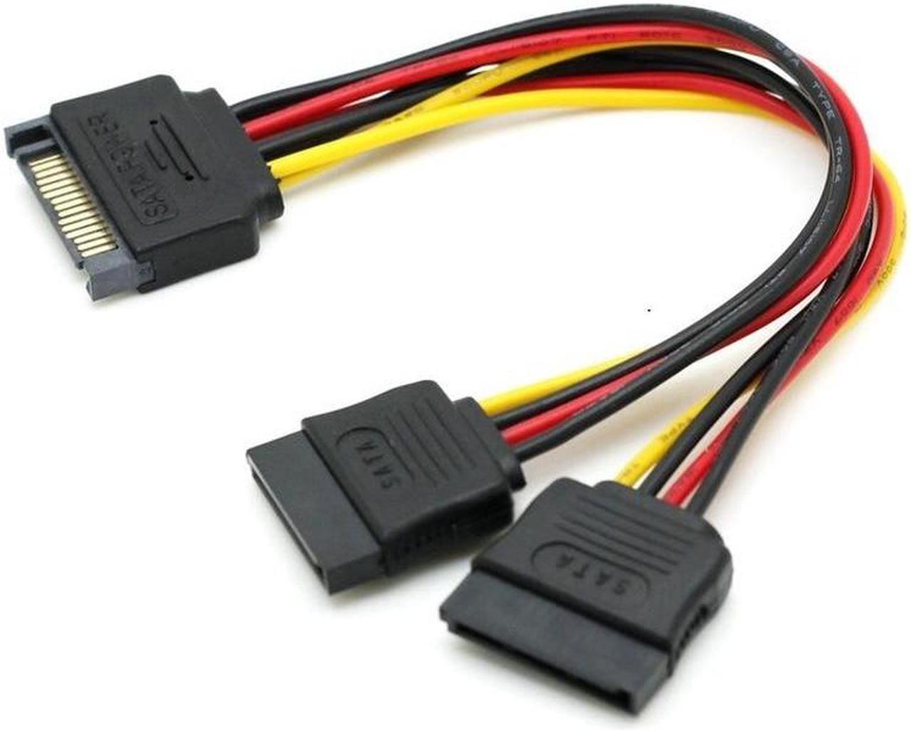 SATA II Hard Disk Power 15Pin SATA Male To 2 Female 15Pin Power HDD Splitter  Y 1 To 2 Extension Cable 20CM(5pcs)