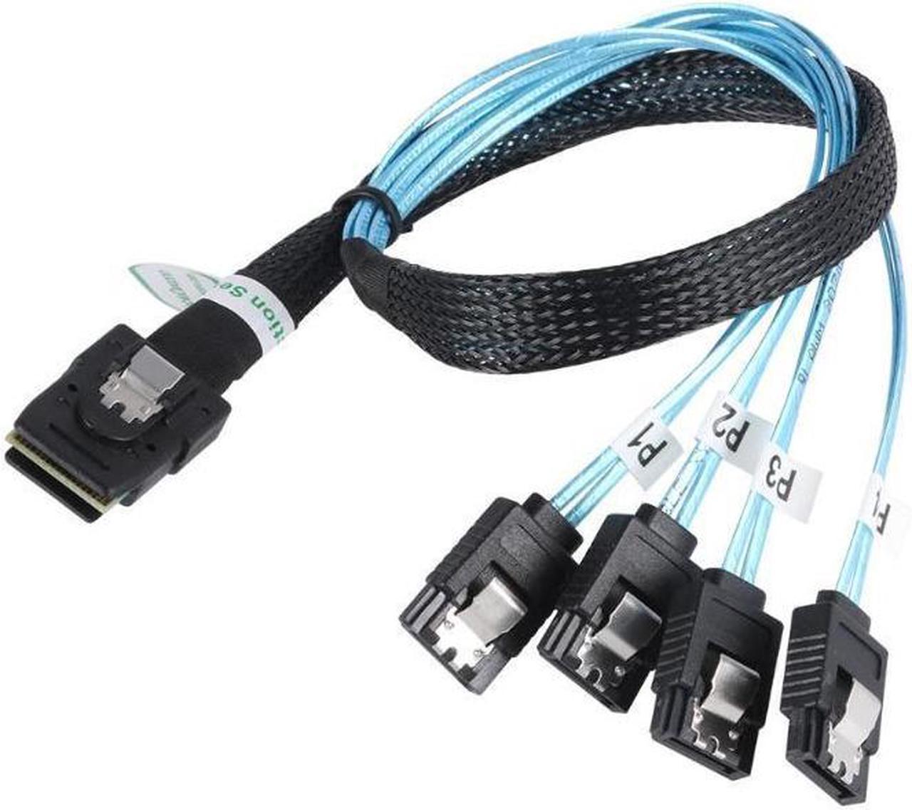 SAS SATA Cable Mini-SAS SFF-8087 To 4 SATA Cable Mini SAS 4i SFF8087 36P To 4 SATA 7P Cable 12Gbps 50cm Hard Drive Data