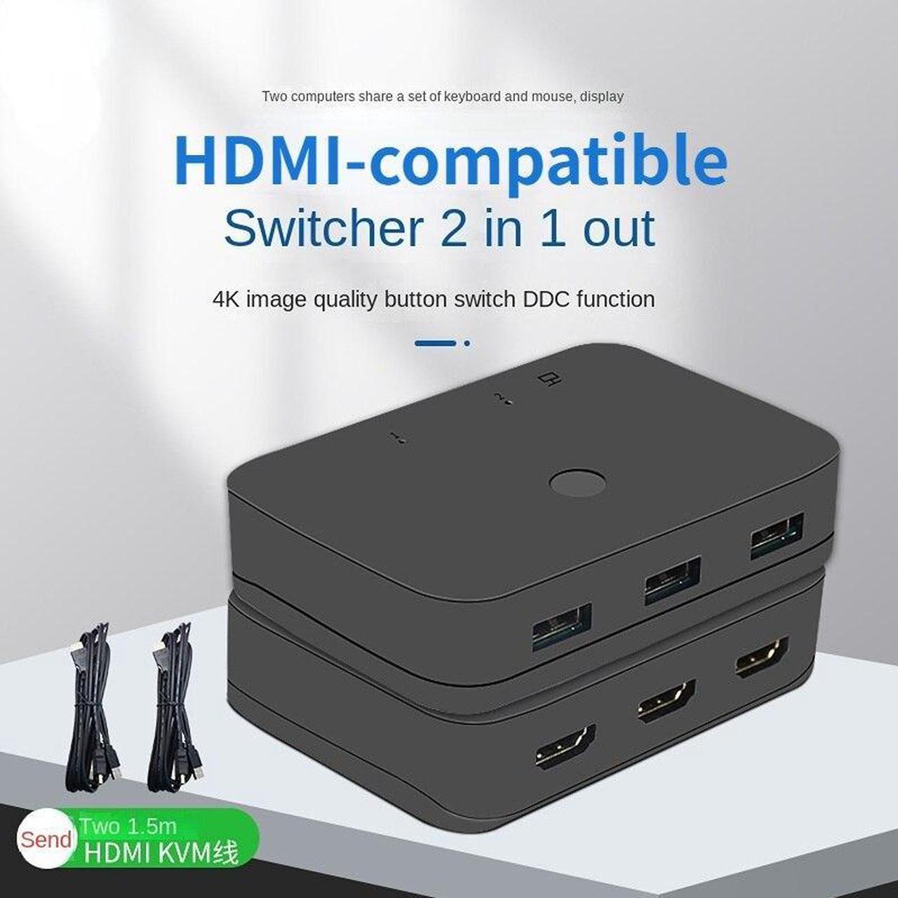Main image of HDMI-Compatible KVM Switch Switcher Splitter 2 In 1 Out 4K@30Hz with USB2.0 Hub for PC Monitor Projector Keyboard Mouse