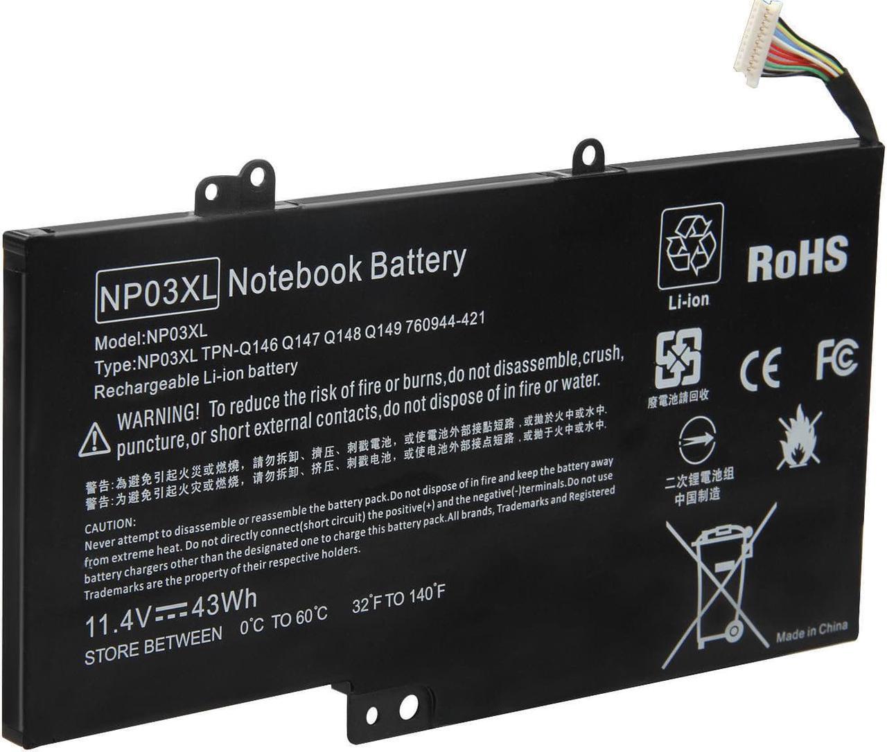 Alt view image 2 of 5 - 11.4V Battery for HP Envy X360 15-U110DX 15-U363CL 15-U410NR 15-U437CL 15-U473CL 15-U493CL NP03
