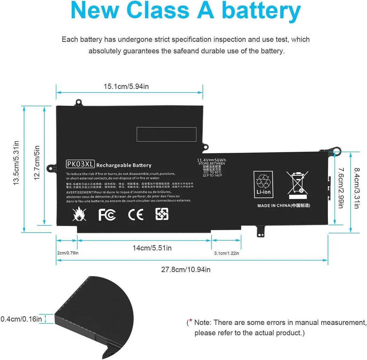 Alt view image 5 of 5 - 11.4V Battery for HP Spectre PK03XL PKO3XL 6789116-005 788237-001 788237-2C1 788237-2C2