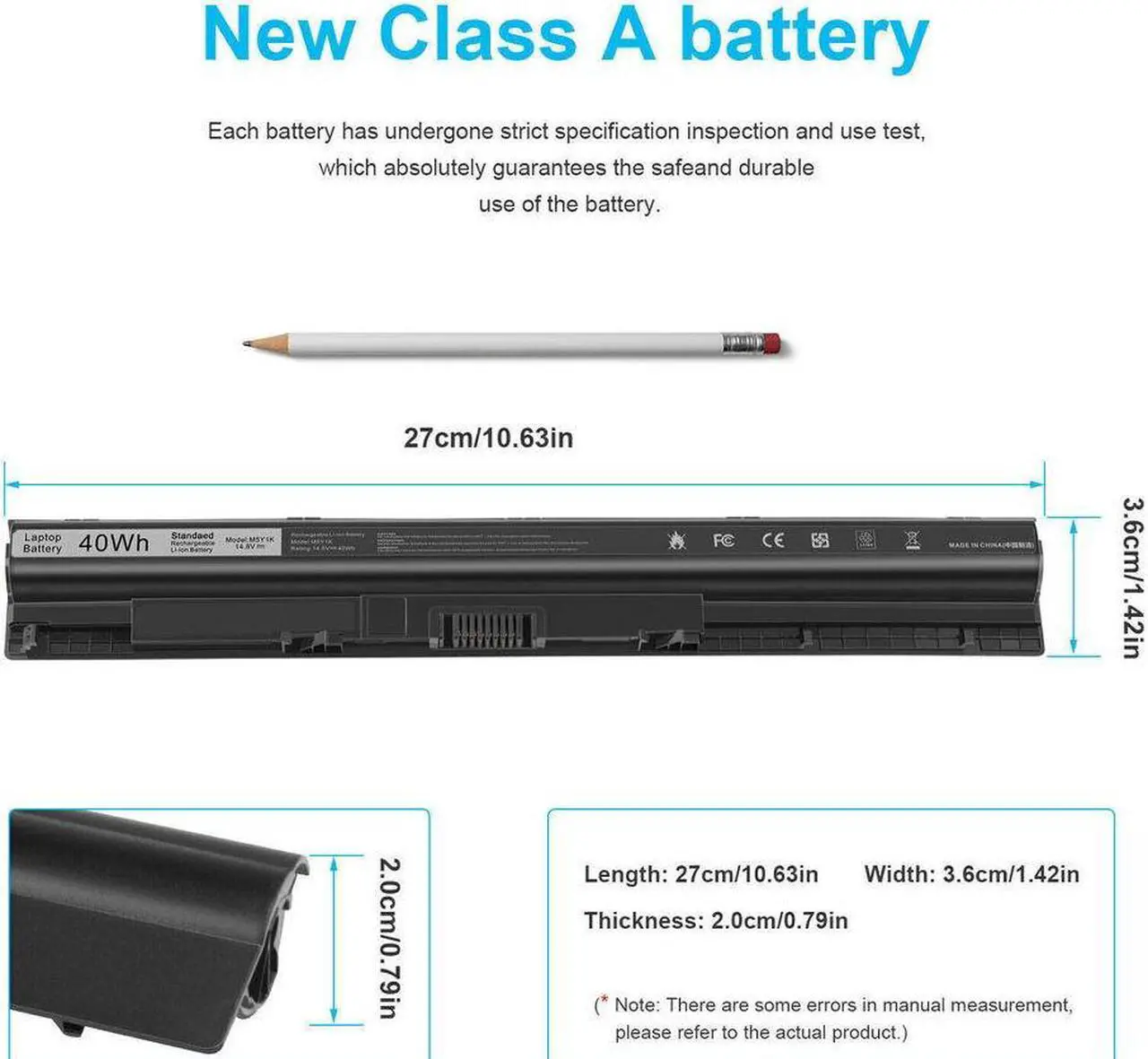 Alt view image 5 of 5 - 14.8V Battery for Dell P47F P63F P60G P64G P28E P65G P52F VN3NO P51F004 VN3N0