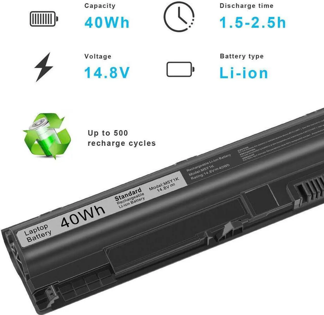 Alt view image 3 of 5 - 14.8V Battery for Dell P47F P63F P60G P64G P28E P65G P52F VN3NO P51F004 VN3N0