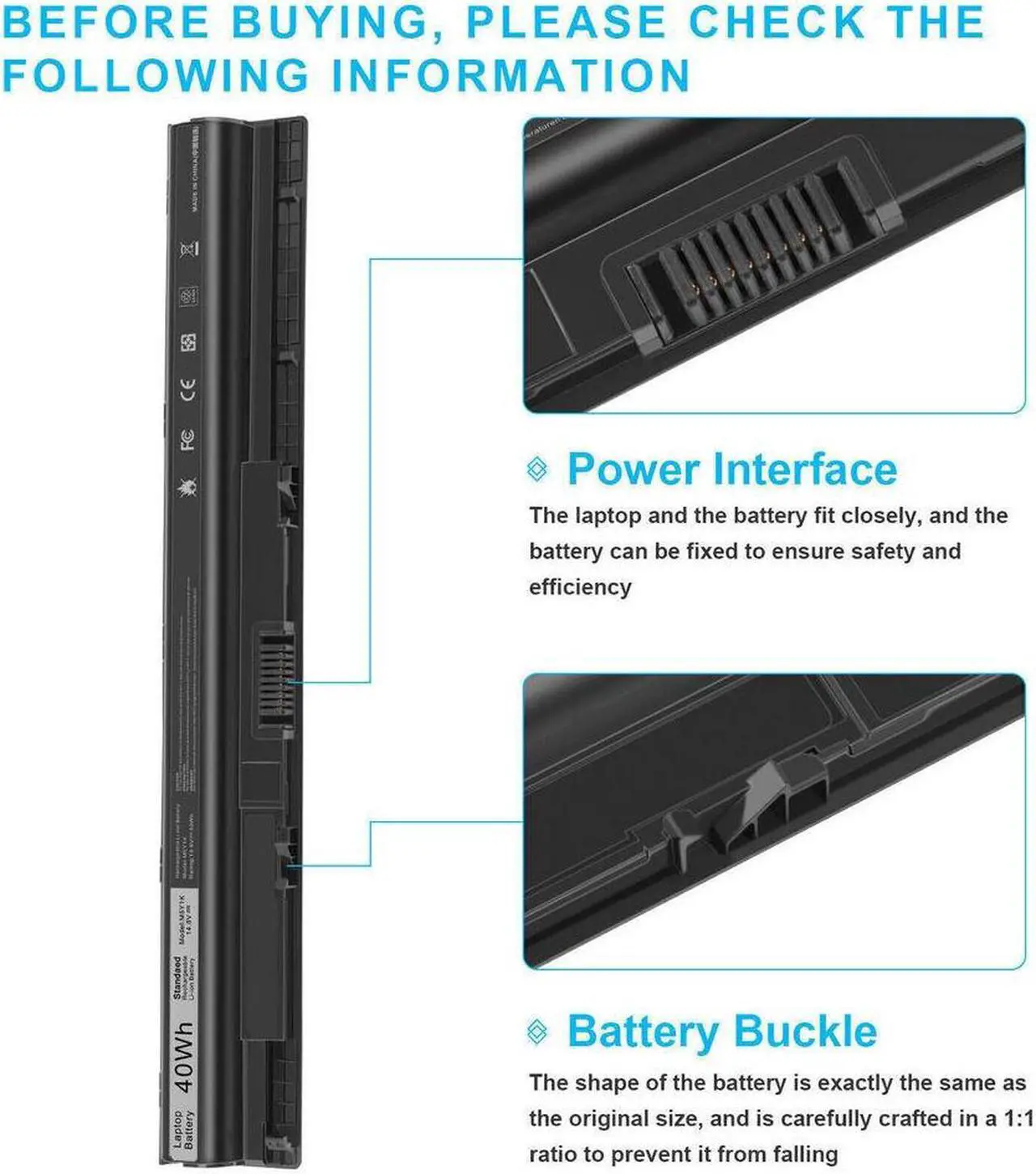 Alt view image 4 of 5 - 14.8V Battery for Dell P47F P63F P60G P64G P28E P65G P52F VN3NO P51F004 VN3N0