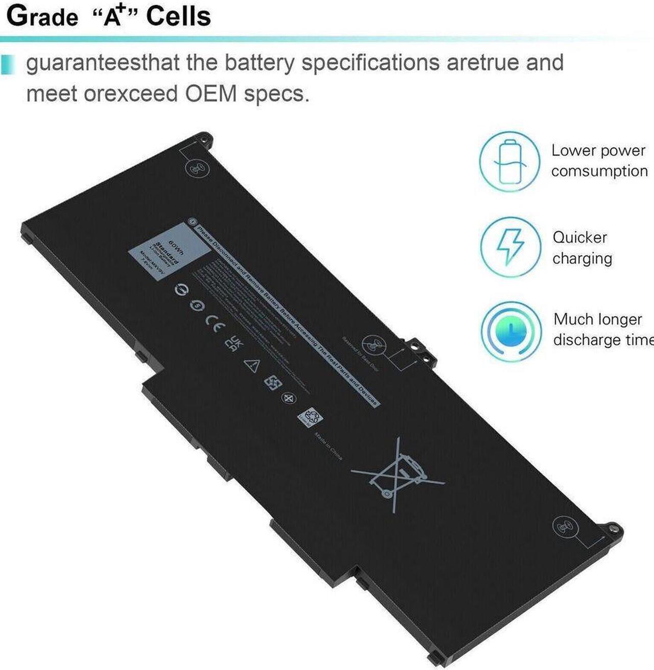 Alt view image 4 of 5 - 60Wh MXV9V Battery for Dell Latitude 5300 5310 2-in-1 Inspiron 7300 7306 2-in-1 Black