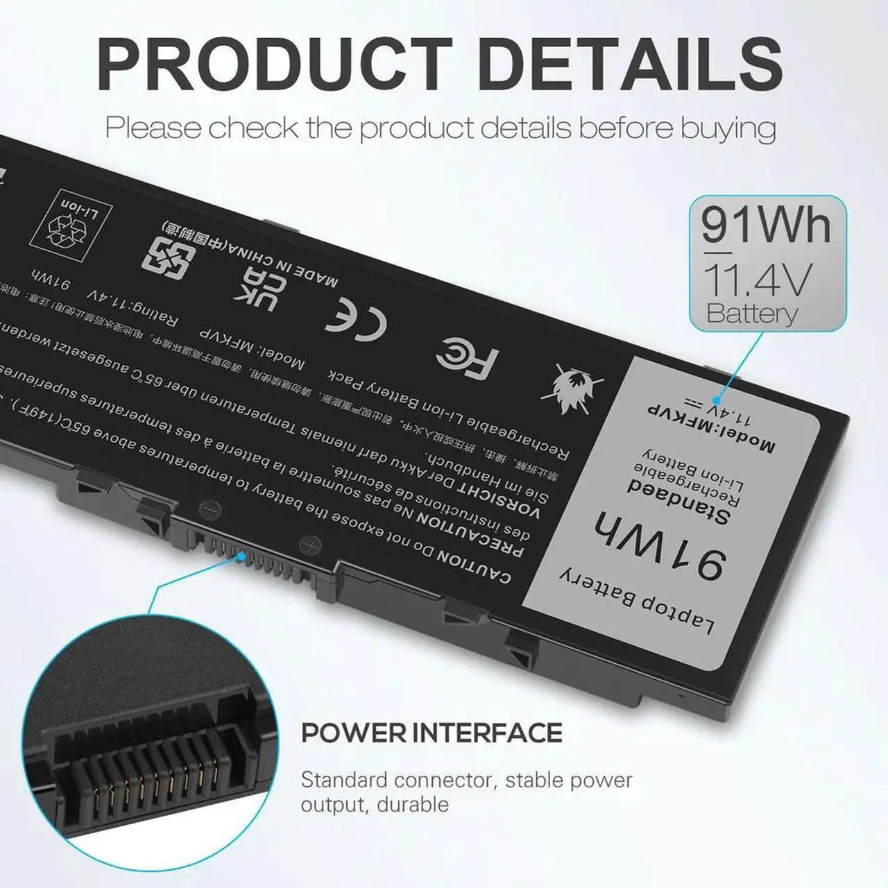 Alt view image 5 of 5 - 91Wh MFKVP Battery for Dell Precision 7510 7520 7710 7720 M7510 M7710