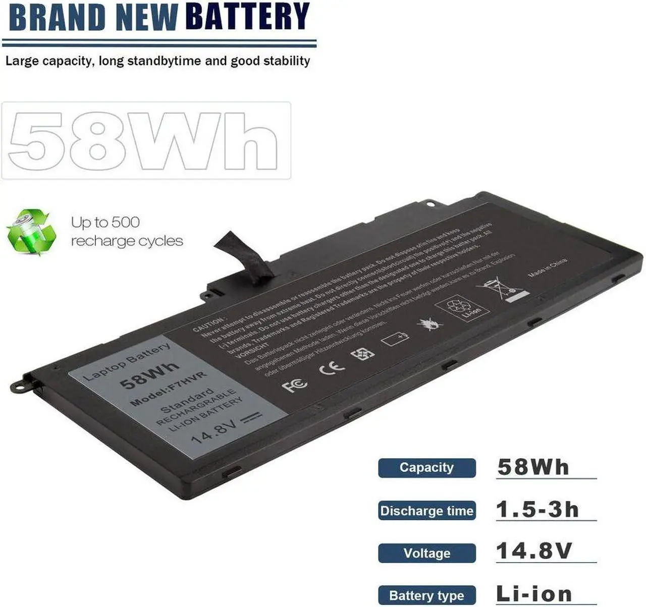 Alt view image 3 of 5 - 58Wh Battery for Dell F7HVR 062VNH Y1FGD G4YJM T2T3J JR9TD
