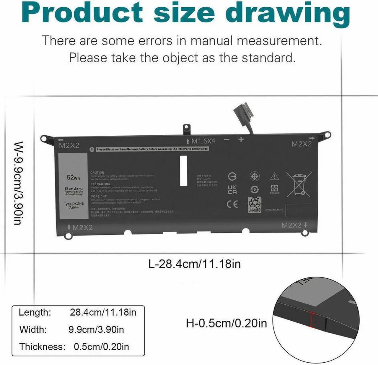 Alt view image 4 of 5 - 52Wh Battery for Dell DXGH8 0H754V H754V 0V48RM V48RM HK6N5