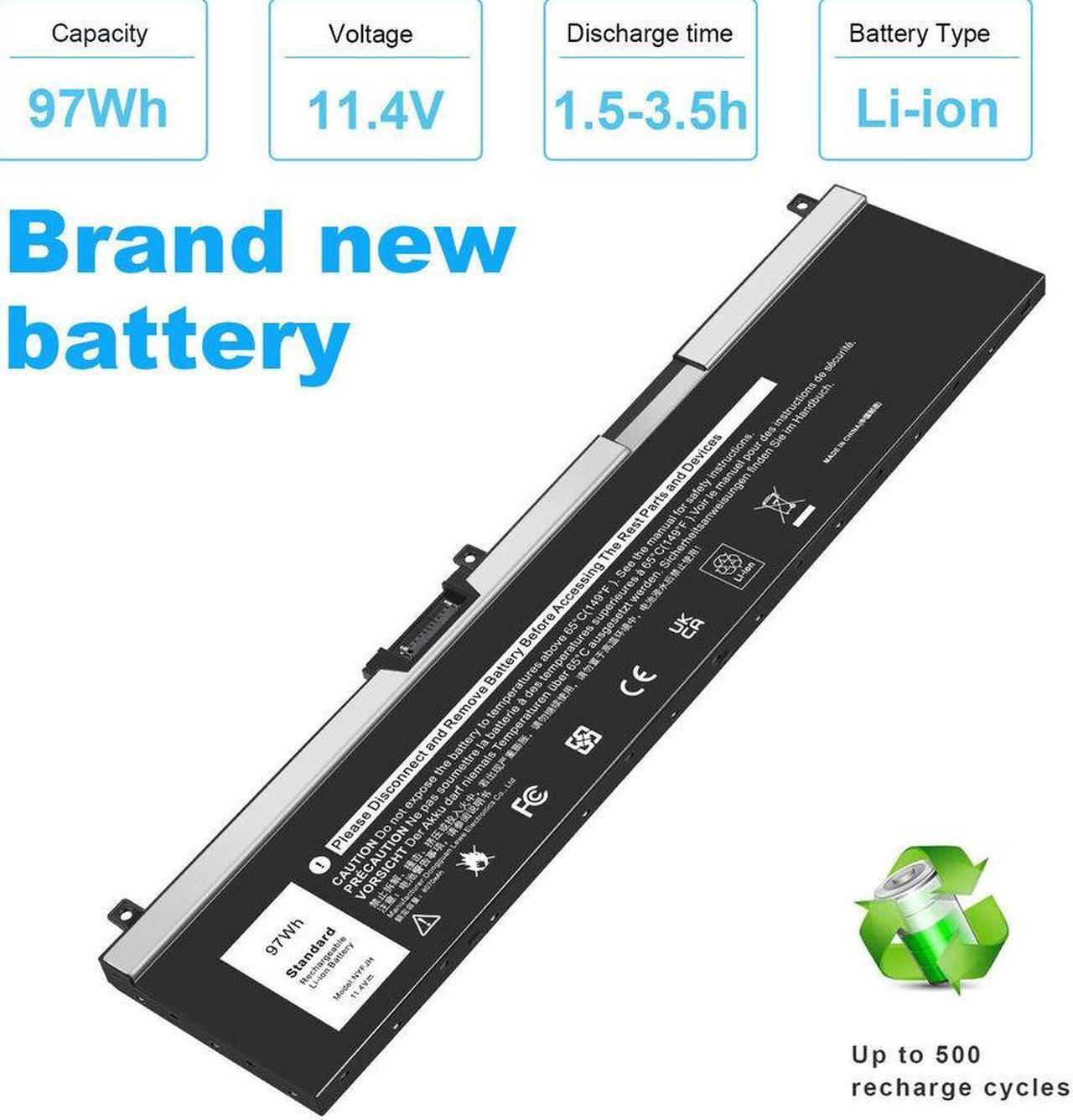 Alt view image 3 of 5 - 97W Battery for Dell Latitude 5280 5288 5480 5490 5580 5590 5491 5591 5488 5495