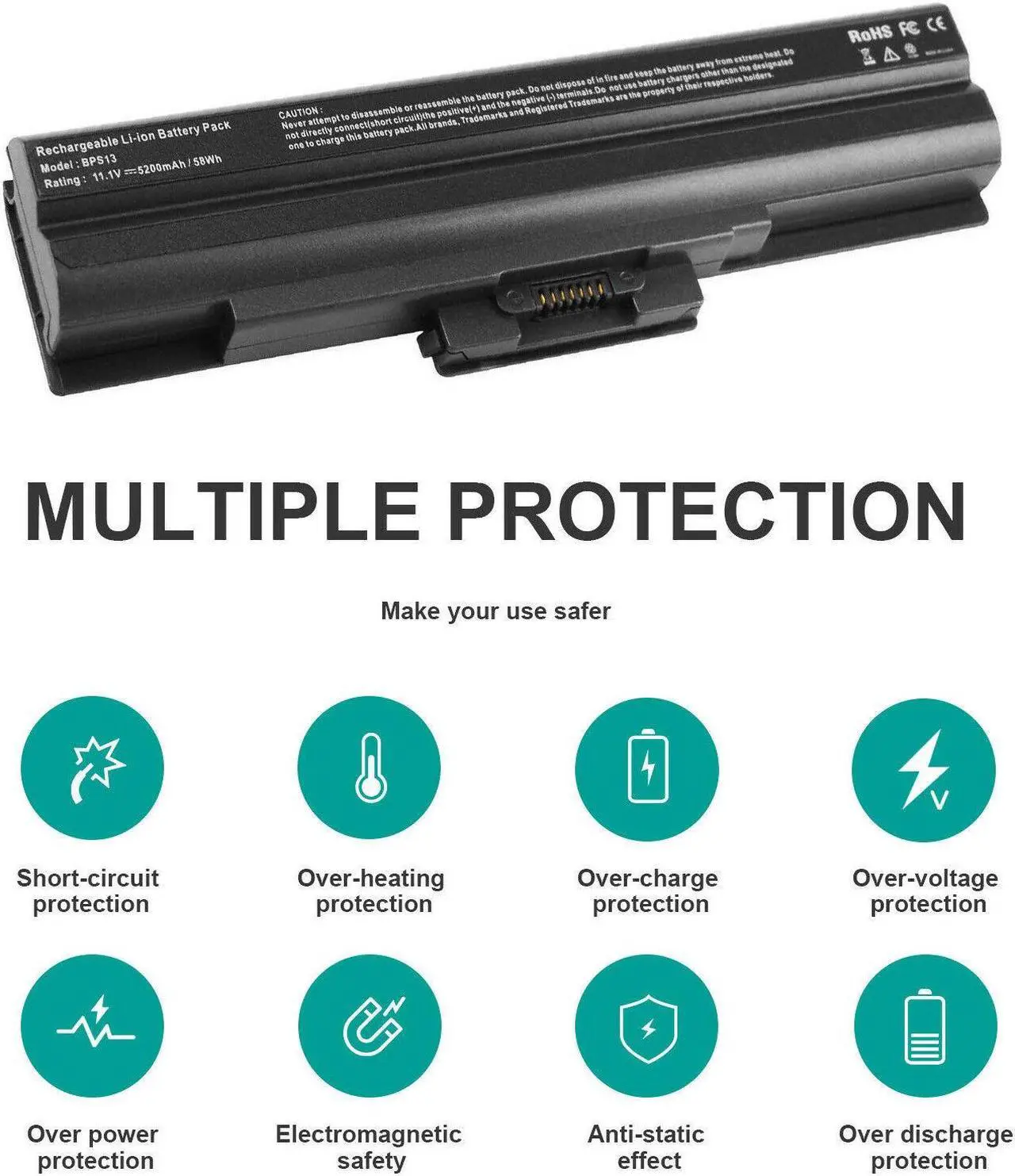 Alt view image 3 of 5 - 11.1V Battery for Sony VAIO VGN-FW373J VGN-FW465J/T VGN-FW560F/H VGNFW590F3B
