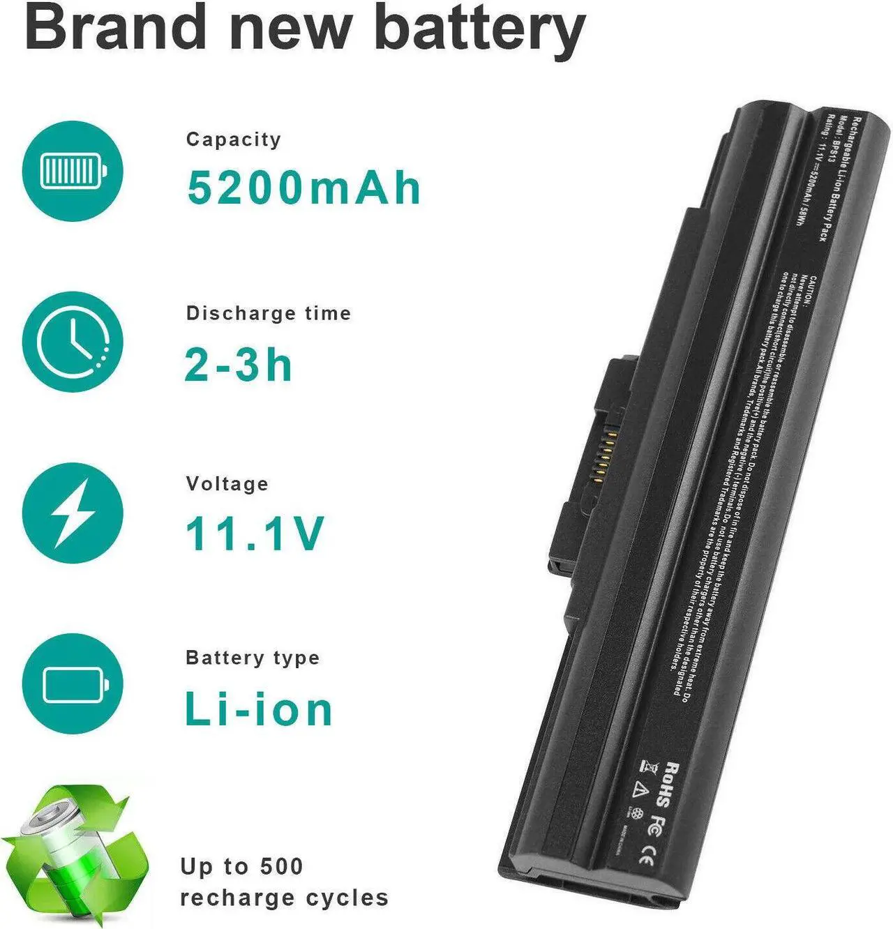 Alt view image 2 of 5 - 11.1V Battery for Sony VAIO VGN-FW373J VGN-FW465J/T VGN-FW560F/H VGNFW590F3B