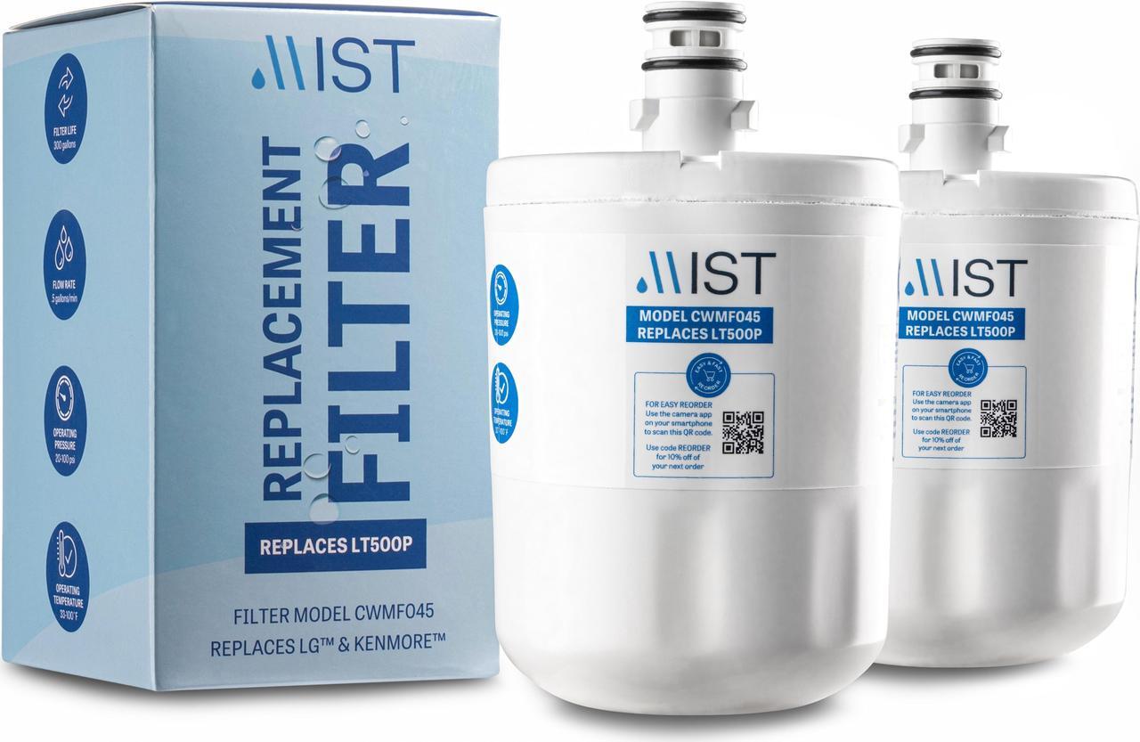 Main image of Mist 5231JA2002A Water Filter Replacement, Compatible LG Models: LT500P, GEN11042FR-08, ADQ72910911, ADQ729109012, Kenmore 9890, 46-9890, LFX25974ST, LMX25964ST, LSC27925ST, 2 Pack