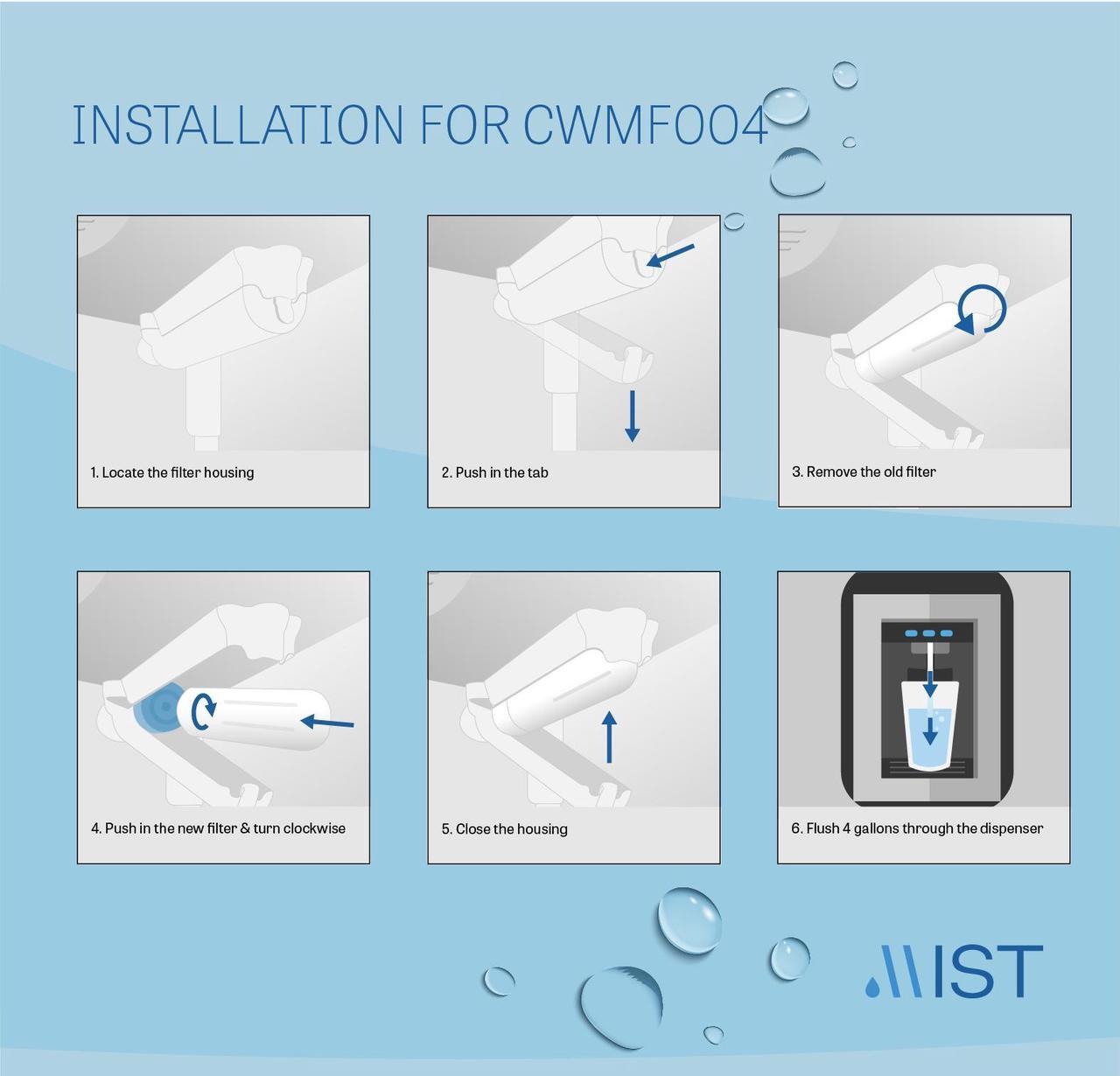 Alt view image 7 of 8 - Mist UKF8001 Replacement For Whirlpool Maytag 4396395 EDR4RXD1 Pur Filter 4 Kenmore 46-9005 Refrigerator Water Filter