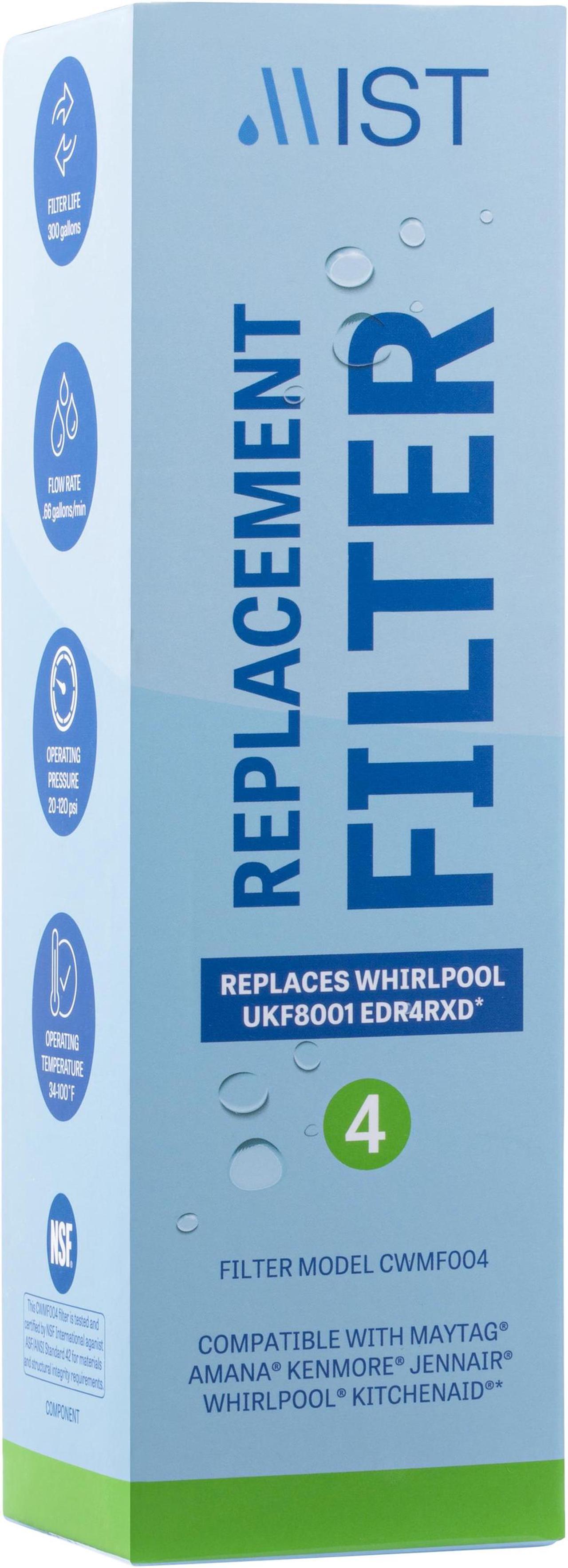 Alt view image 3 of 7 - UKF8001 Filter 4 Replacement for Maytag, Whirlpool Filter 4 Everydrop EDR4RXD1, 4396395, Kenmore 46-9005, RWF0900A Refrigerator Water Filter Pack of 3 -Mist