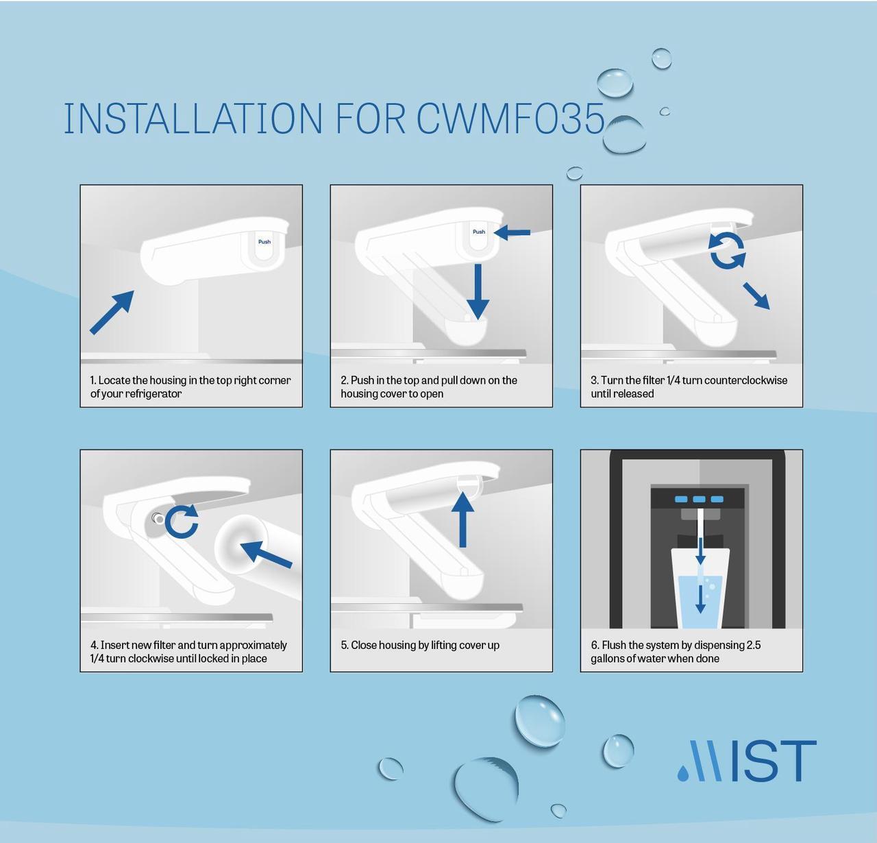 Alt view image 5 of 7 - Mist GSWF Water Filter Replacement Compatible with GE Models: GSWFDS, 100749-C, 100810/A, 238C2334P001, Kenmore 46-9914, 3 Pack - Mist