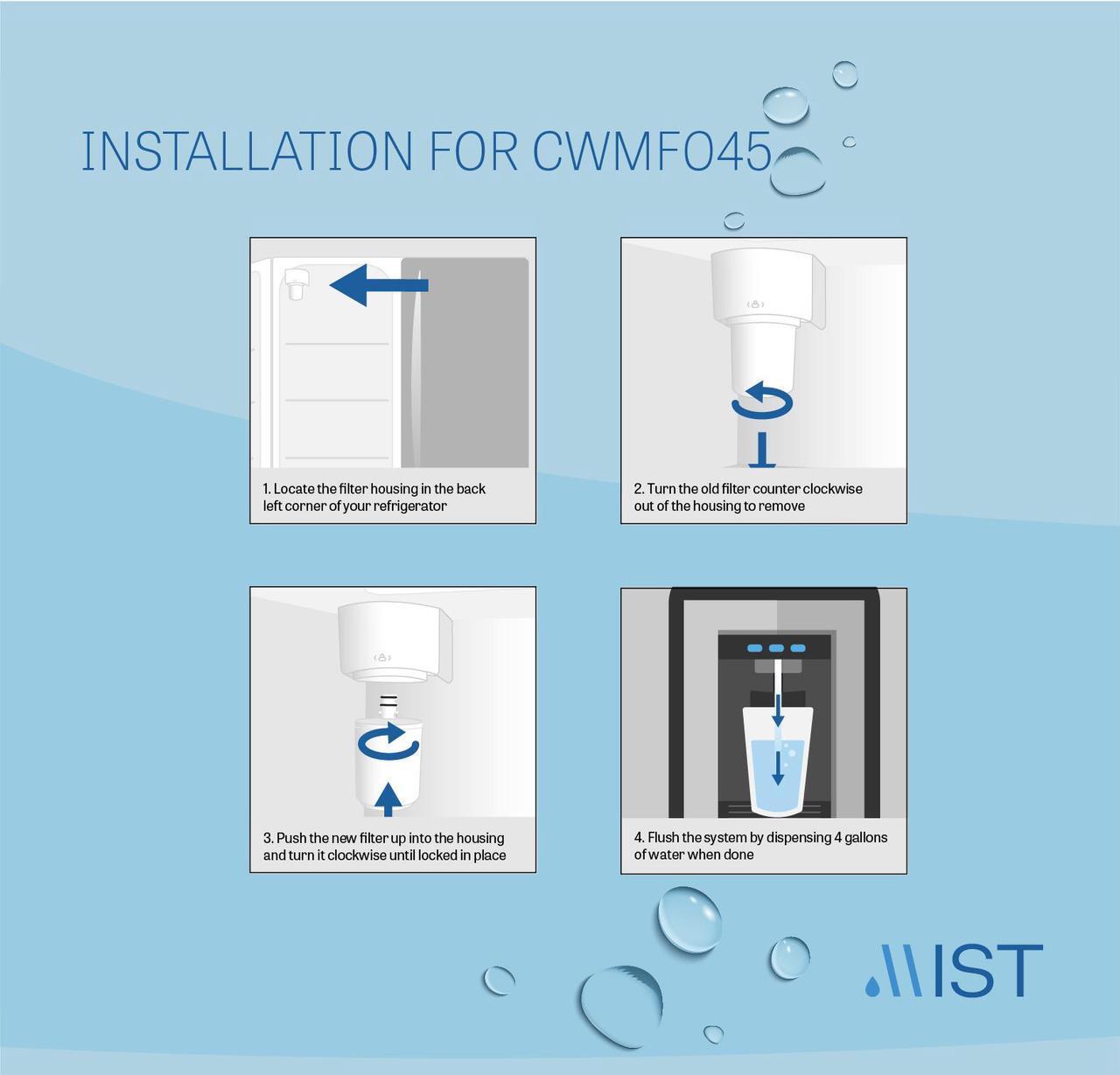Alt view image 6 of 7 - Mist 5231JA2002A Water Filter Replacement, Compatible LG Models: LT500P, GEN11042FR-08, ADQ72910911, ADQ729109012, Kenmore 9890, 46-9890, LFX25974ST, LMX25964ST, LSC27925ST, 2 Pack