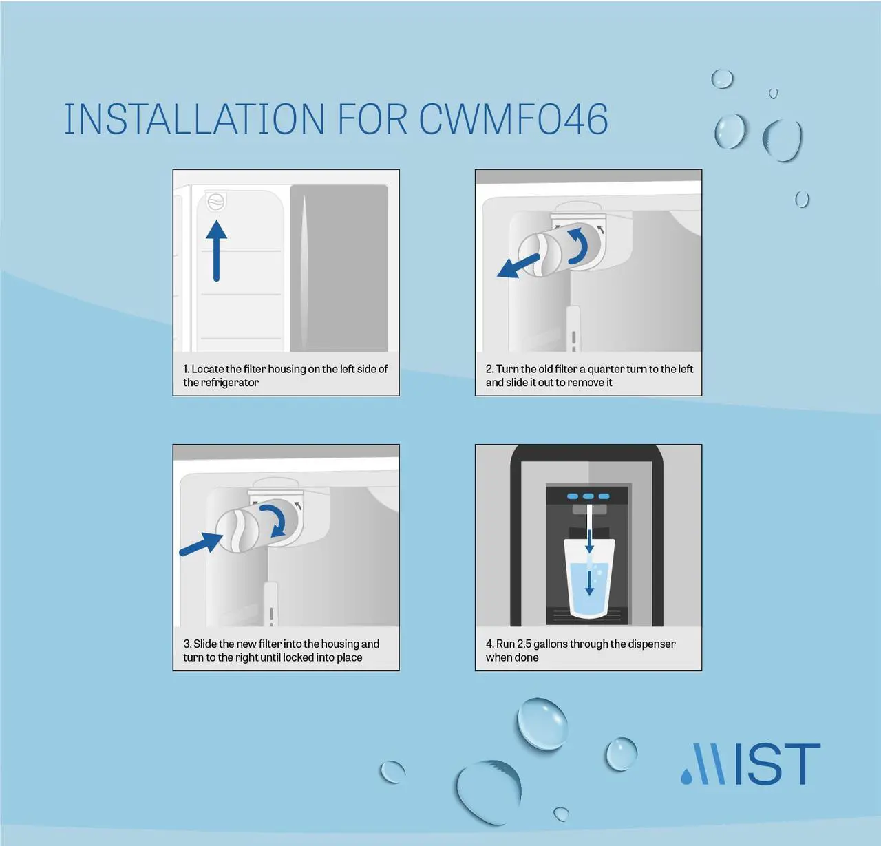 Alt view image 3 of 5 - Mist 5231JA2006B Water Filter Replacement, Compatible with LG Models: 5231JA2006A, Kenmore 469990, LT600P, 5231JA2006E, 5231JA2006F, 46-9990, 2 Pack - Mist