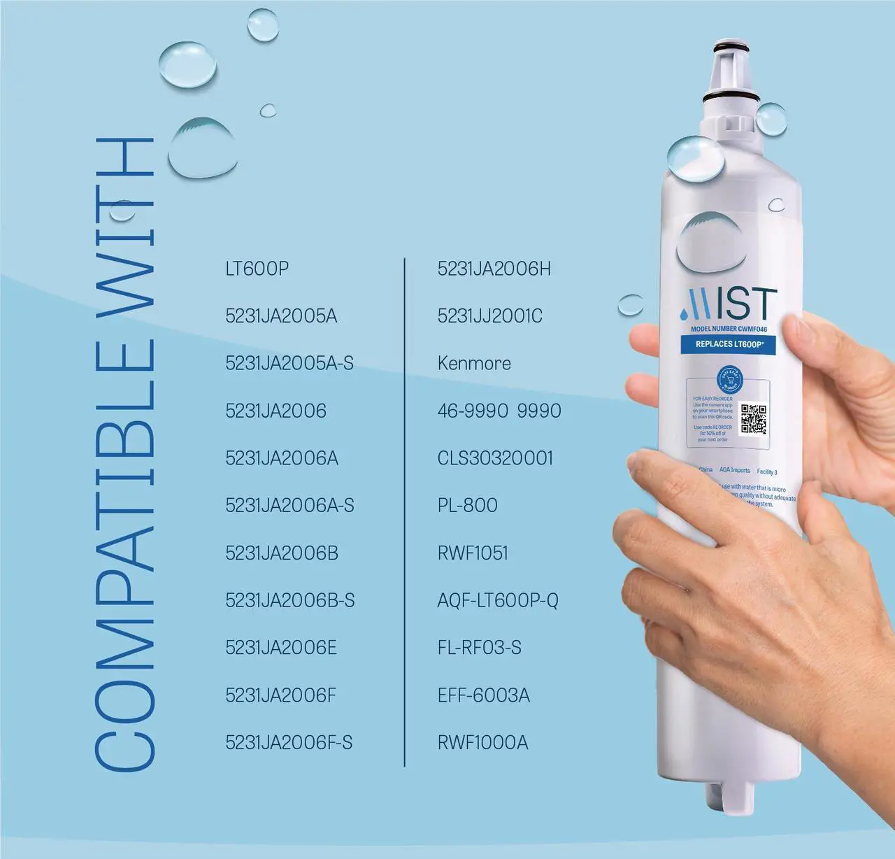 Alt view image 2 of 5 - Mist 5231JA2006B Water Filter Replacement, Compatible with LG Models: 5231JA2006A, Kenmore 469990, LT600P, 5231JA2006E, 5231JA2006F, 46-9990, 2 Pack - Mist