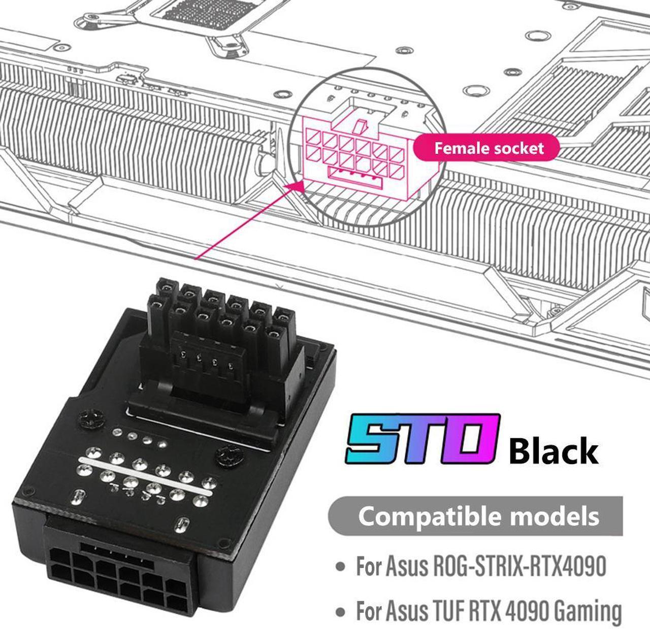 Power Supply Connector 16Pin(12+4PIN) ATX3.0 12VHPWR 450W Graphics Card GPU 180 Degree Adapter for RTX 4090 4080 4070 Ti 3090