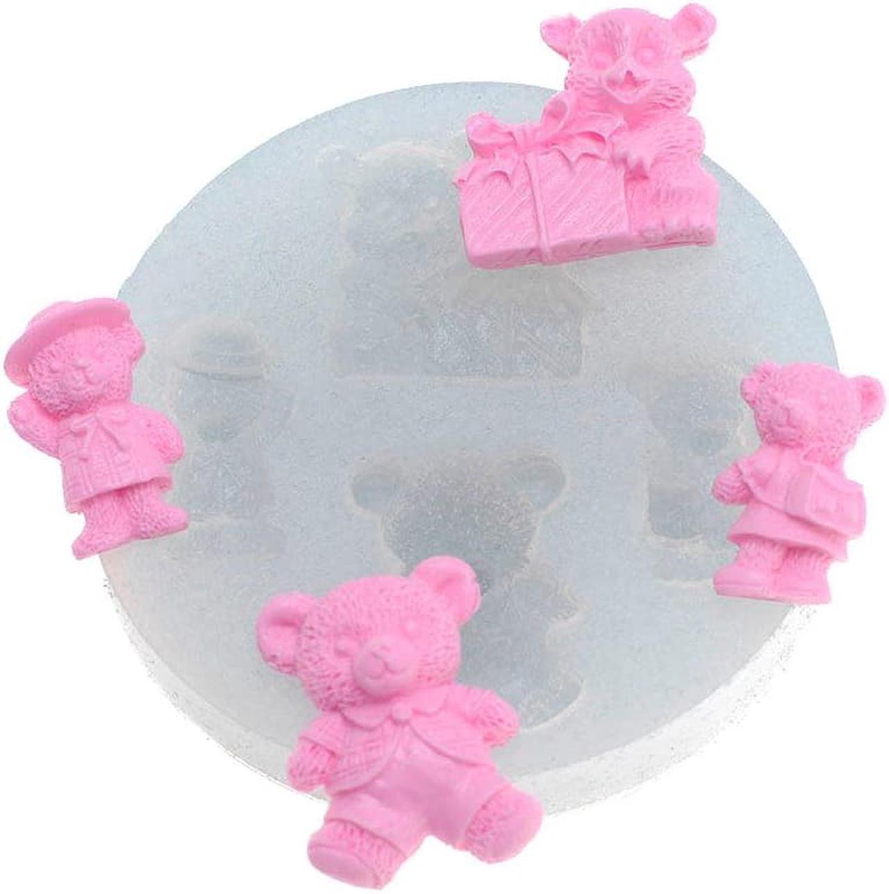 Teddy Bear Family Silicone Mold Cake Cupcake Decorating Fondant Baking Animal Mold Chocolate Candy Mould DIY