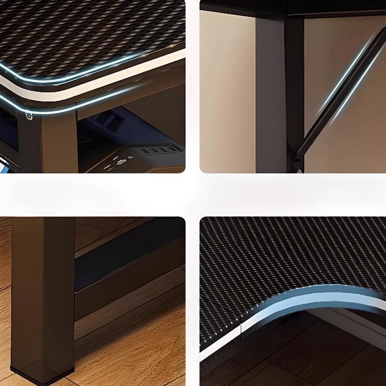 Alt view image 4 of 5 - Baycheer 47 Inch L-Shaped Gaming Desk Corner Computer Desk Home Office Desk PC Laptop Table Multipurpose Workstation Writing Table with Carbon Fiber Surface Ergonomic Gamer Table